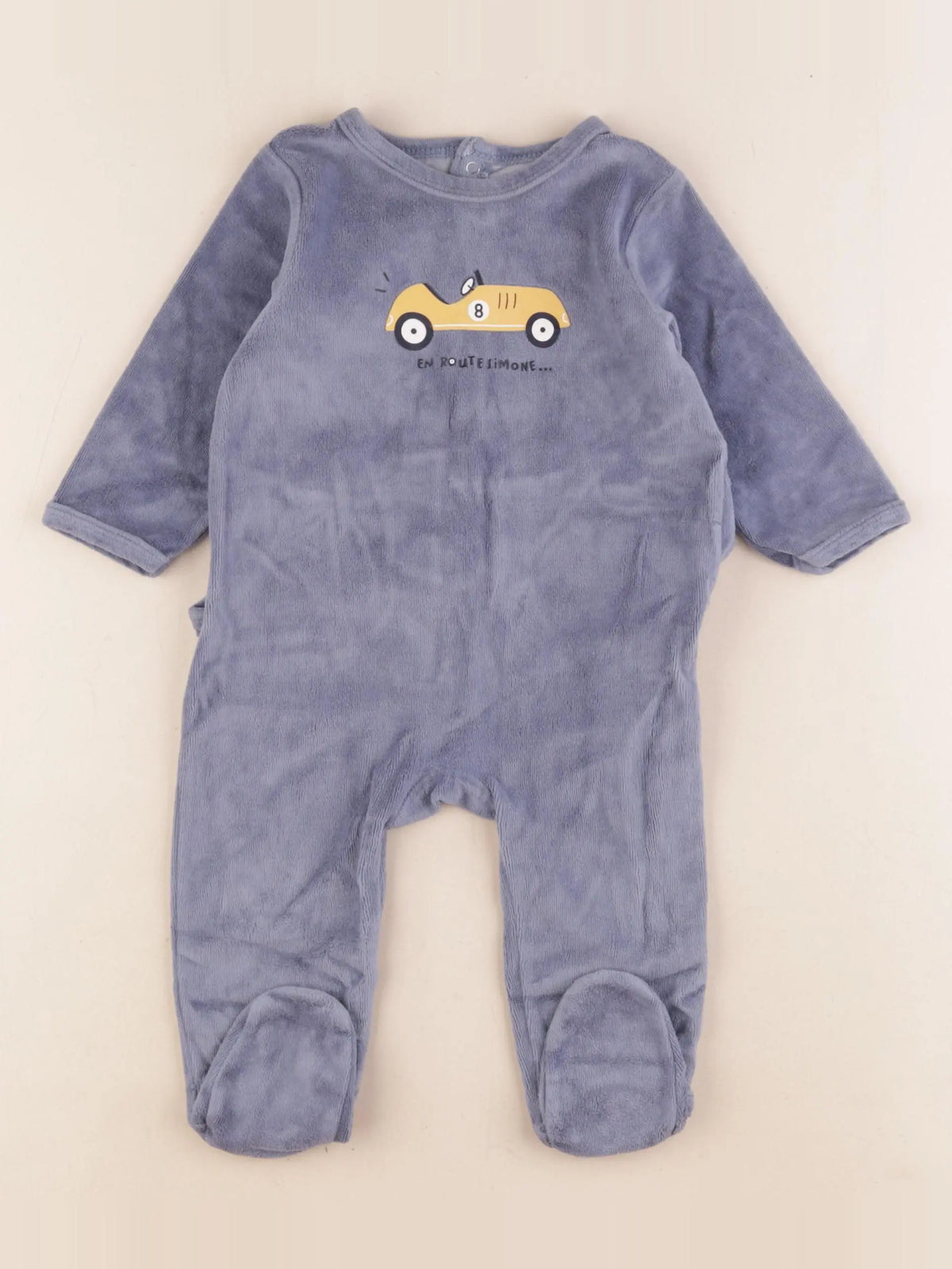 Vertbaudet - pyjama velours bleu - 9 mois