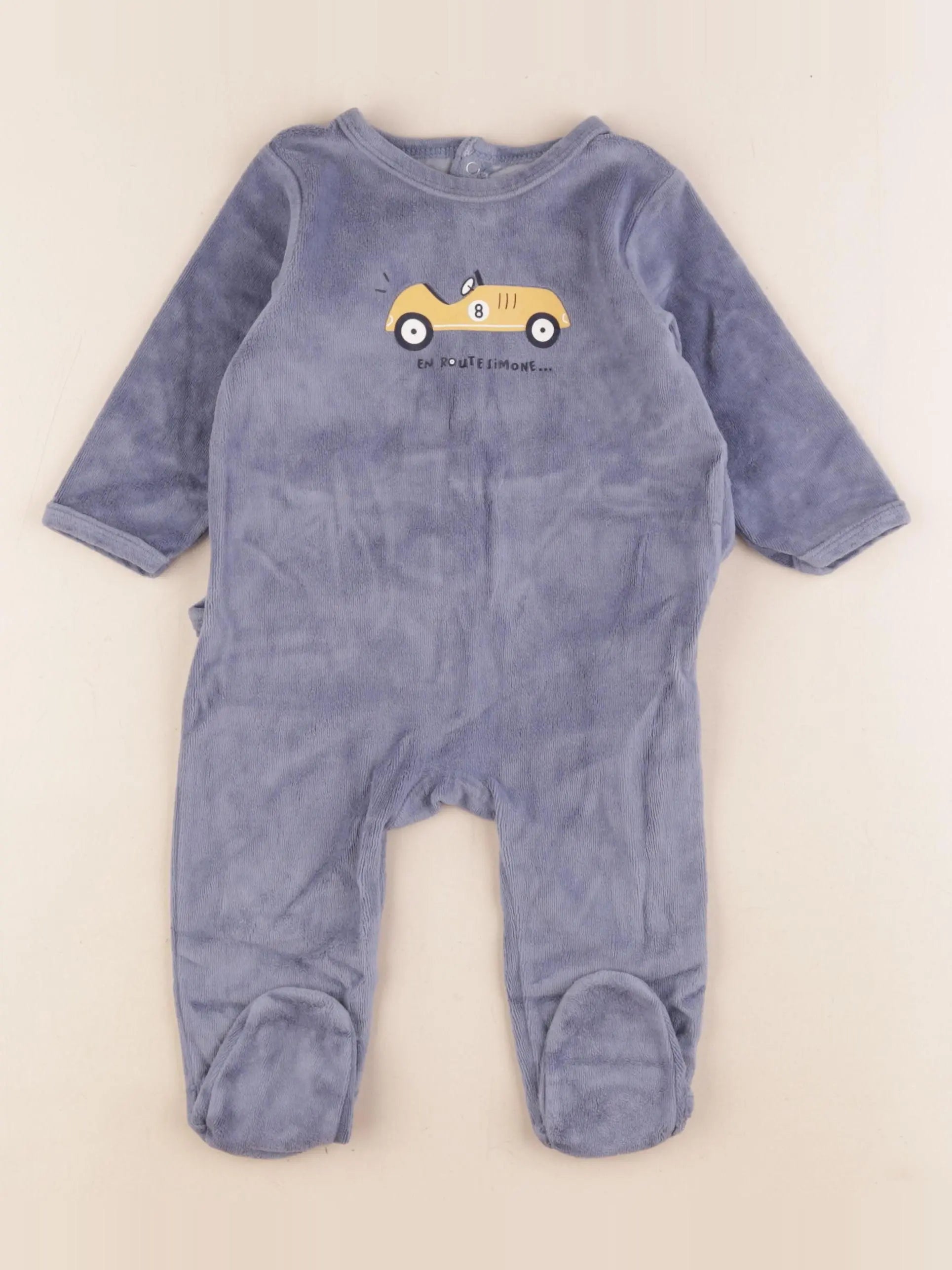 Vertbaudet - pyjama velours bleu - 9 mois
