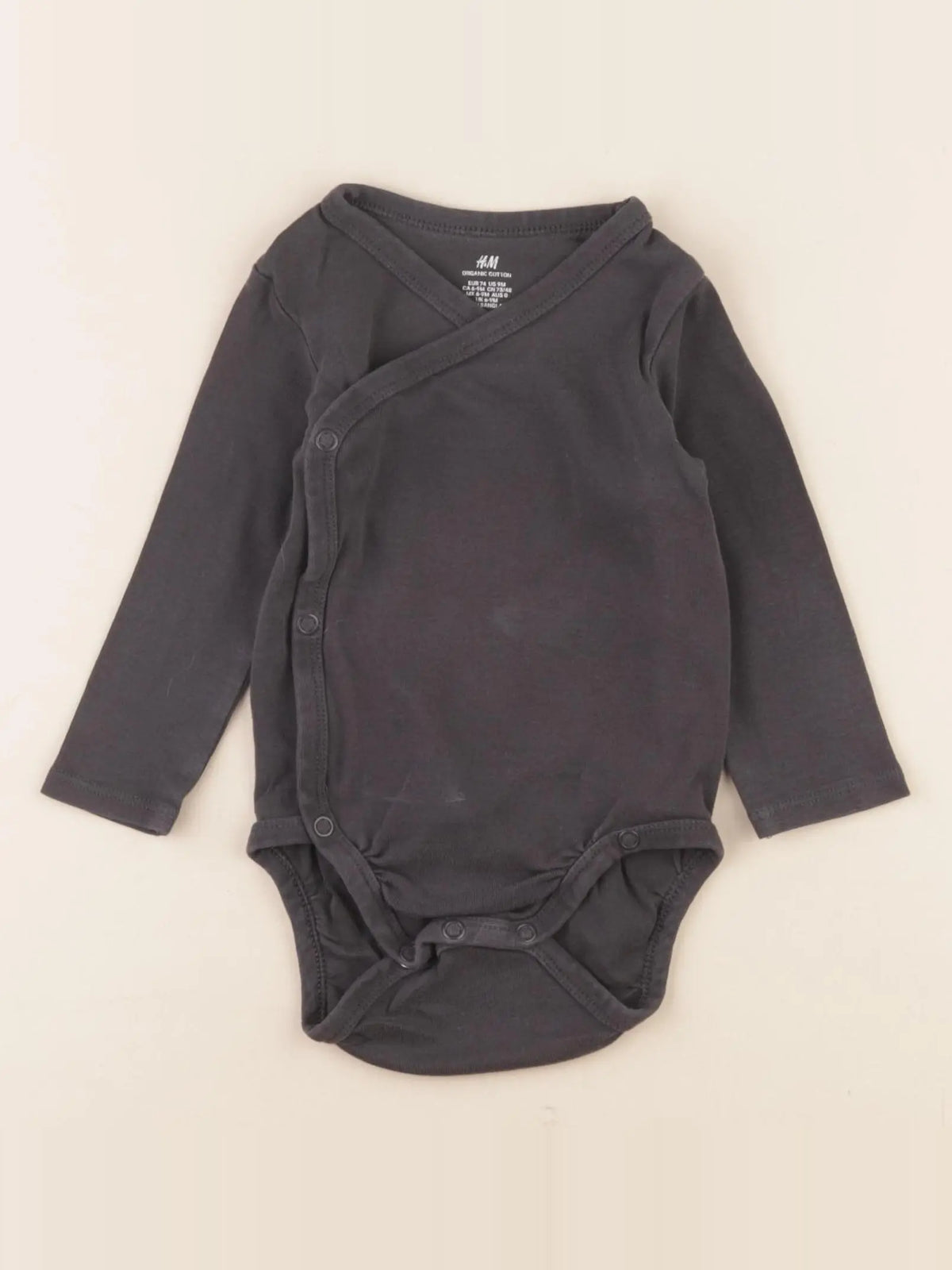 H&M - body gris - 6/9 mois