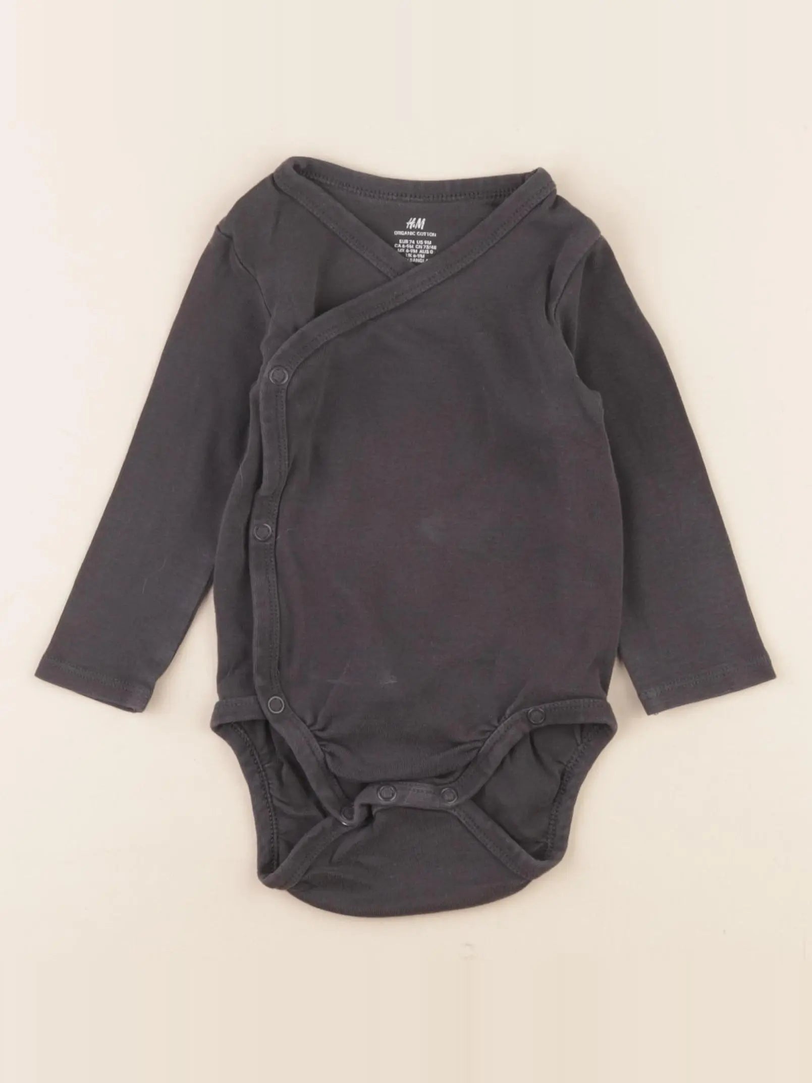 H&M - body gris - 6/9 mois