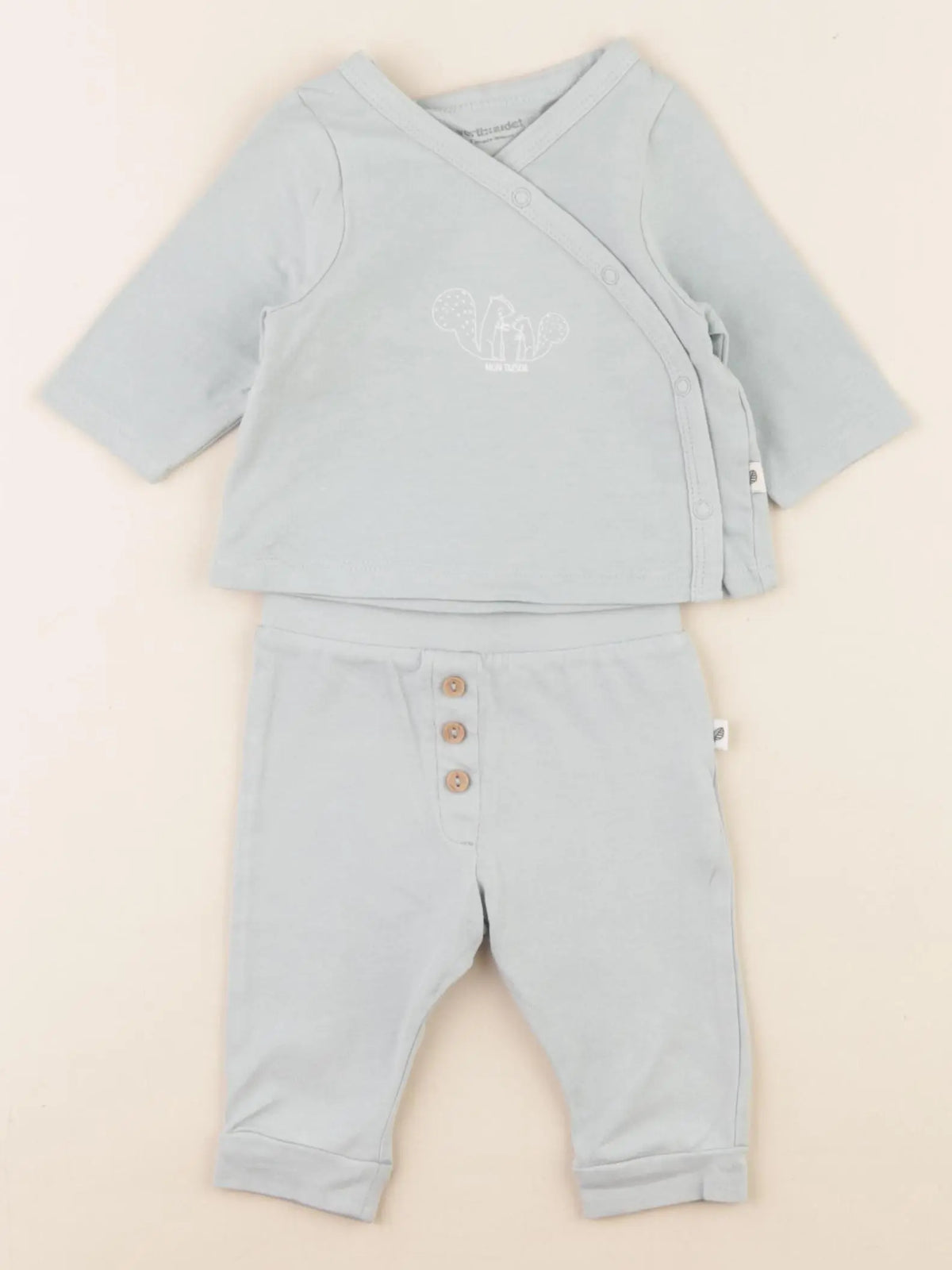 Vertbaudet - pyjama coton vert - 1 mois