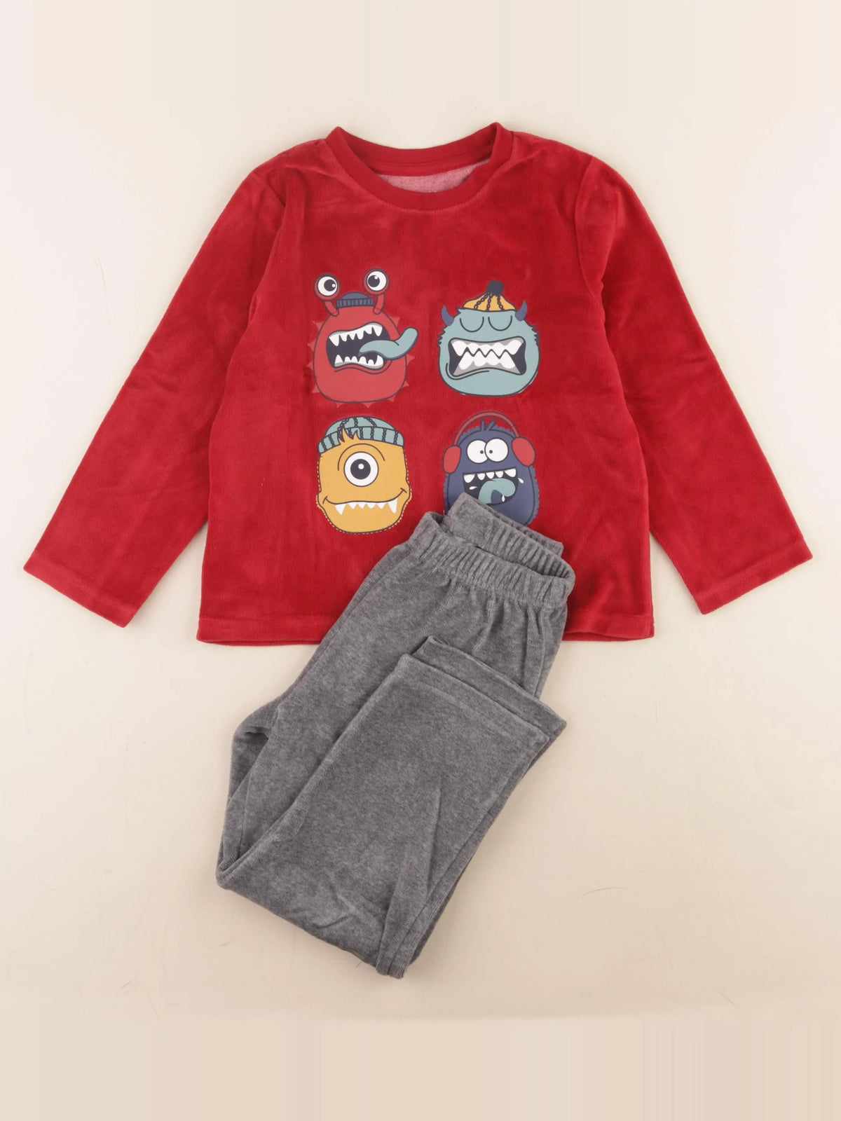 Vertbaudet - pyjama velours rouge - 5 ans