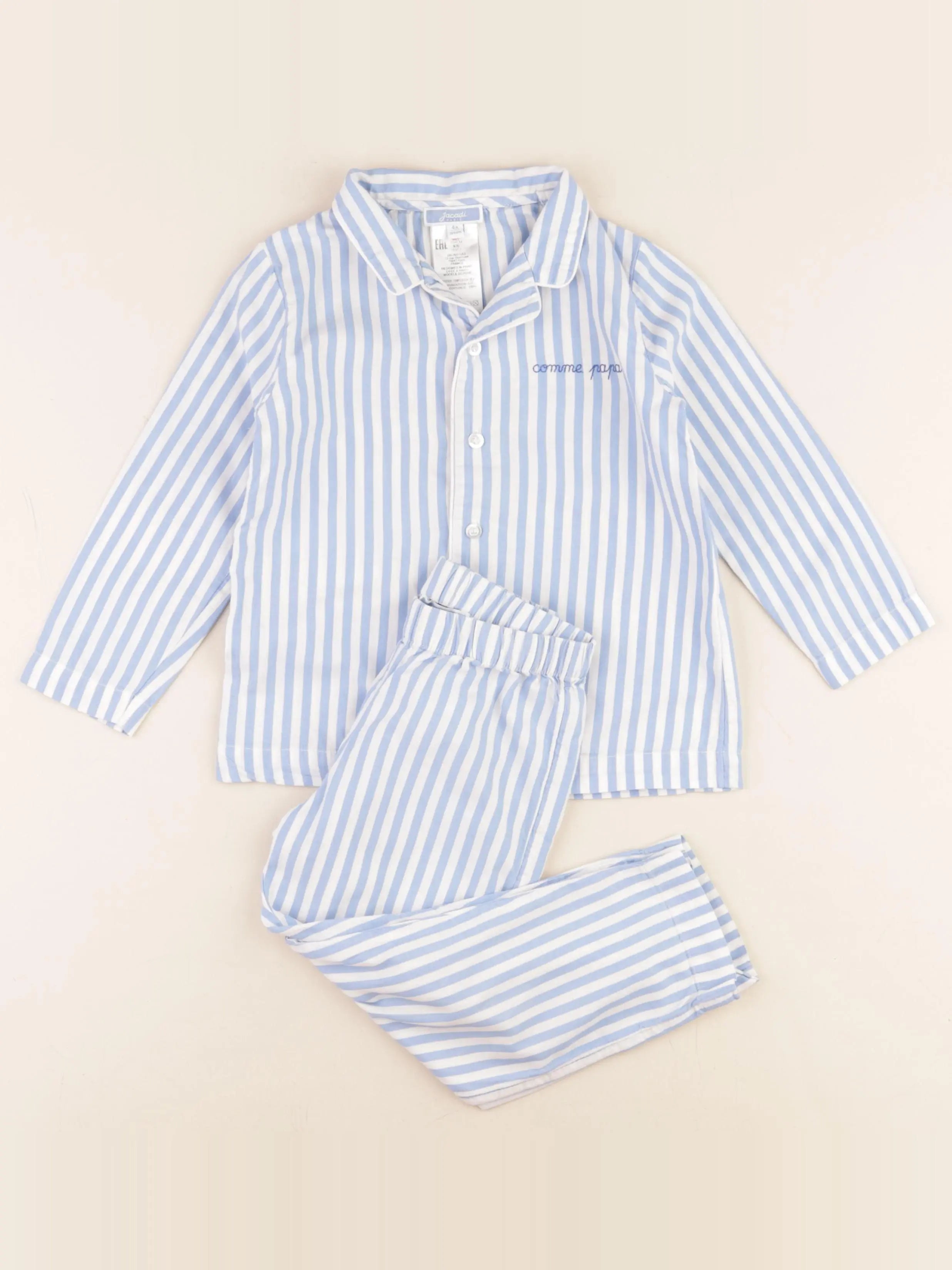 Jacadi - pyjama coton blanc, bleu - 4 ans