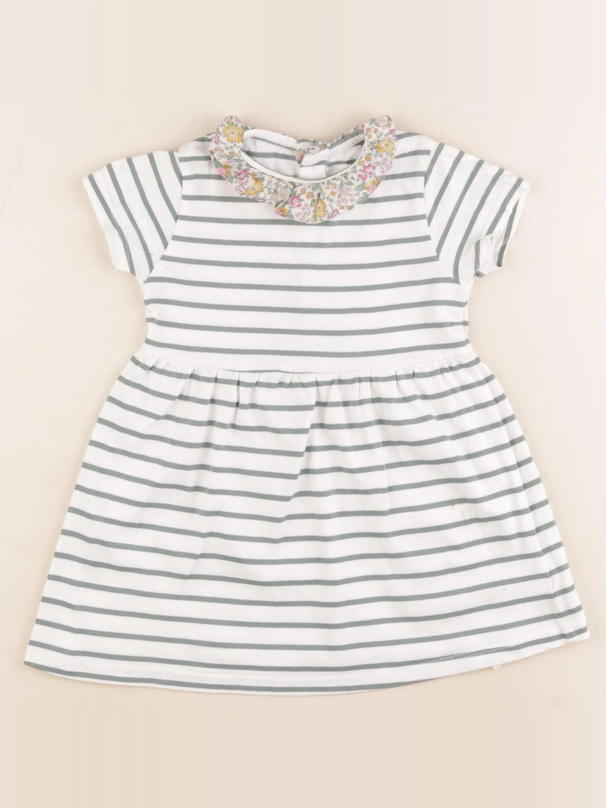 Cyrillus - robe blanc, vert - 18 mois