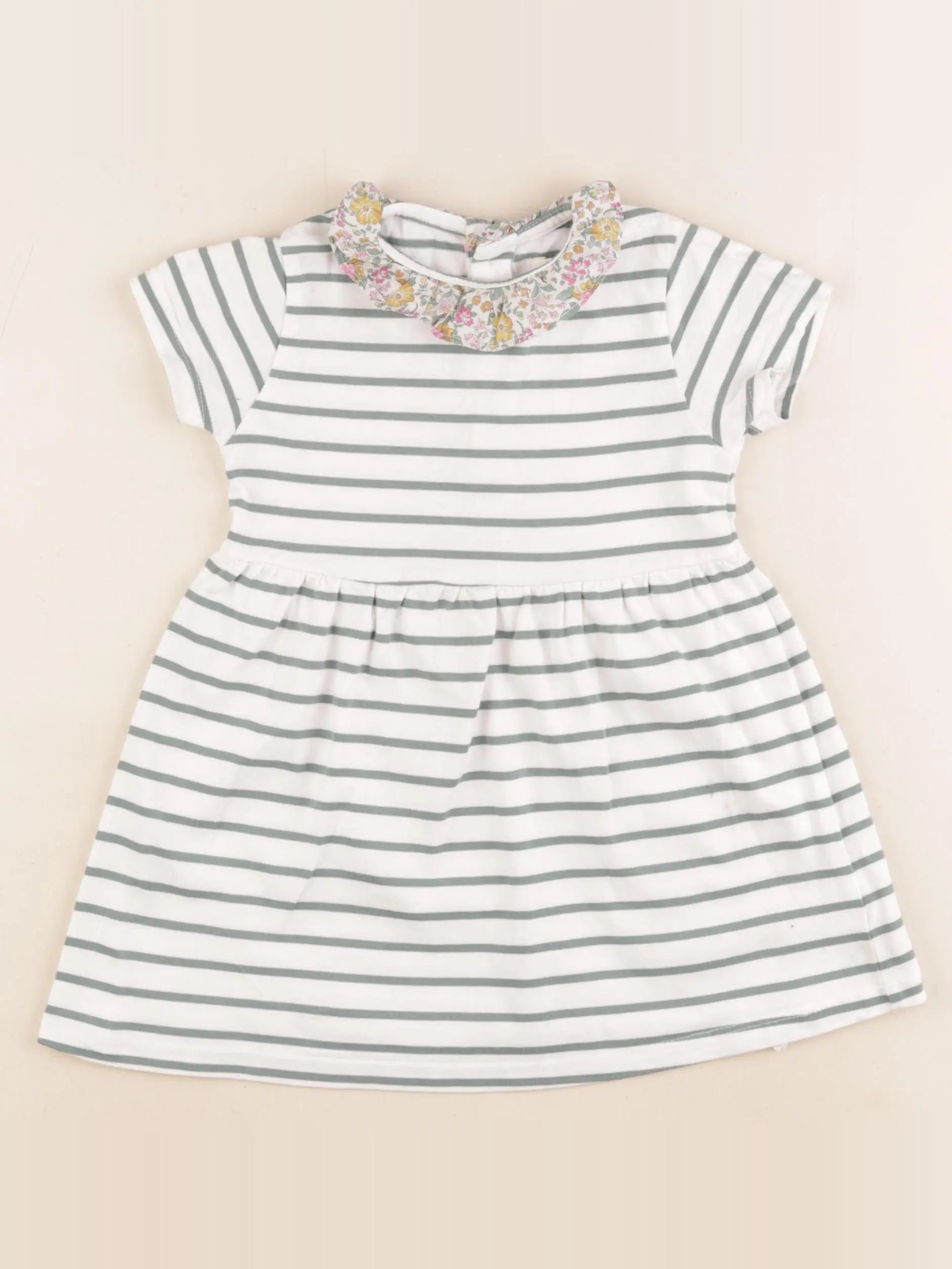 Cyrillus - robe blanc, vert - 18 mois
