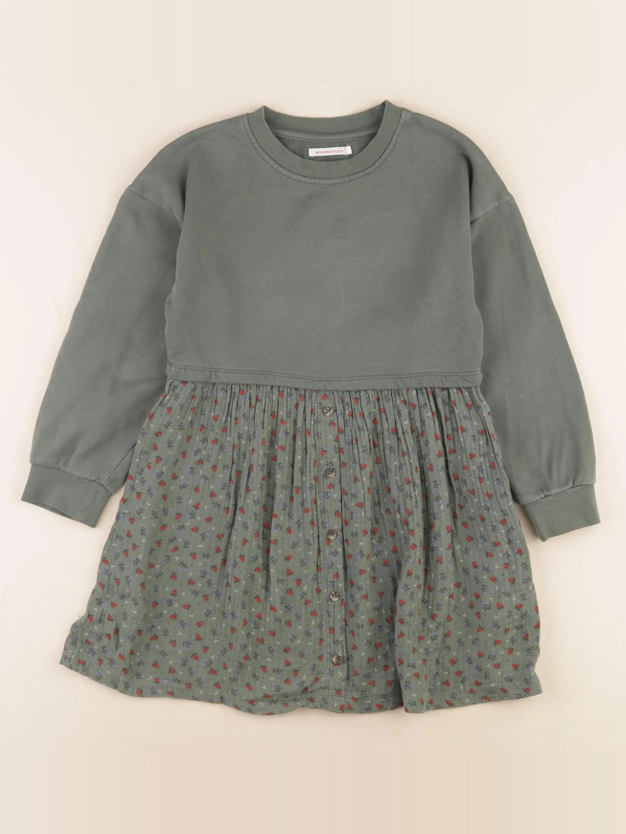 Monoprix - robe vert - 8 ans