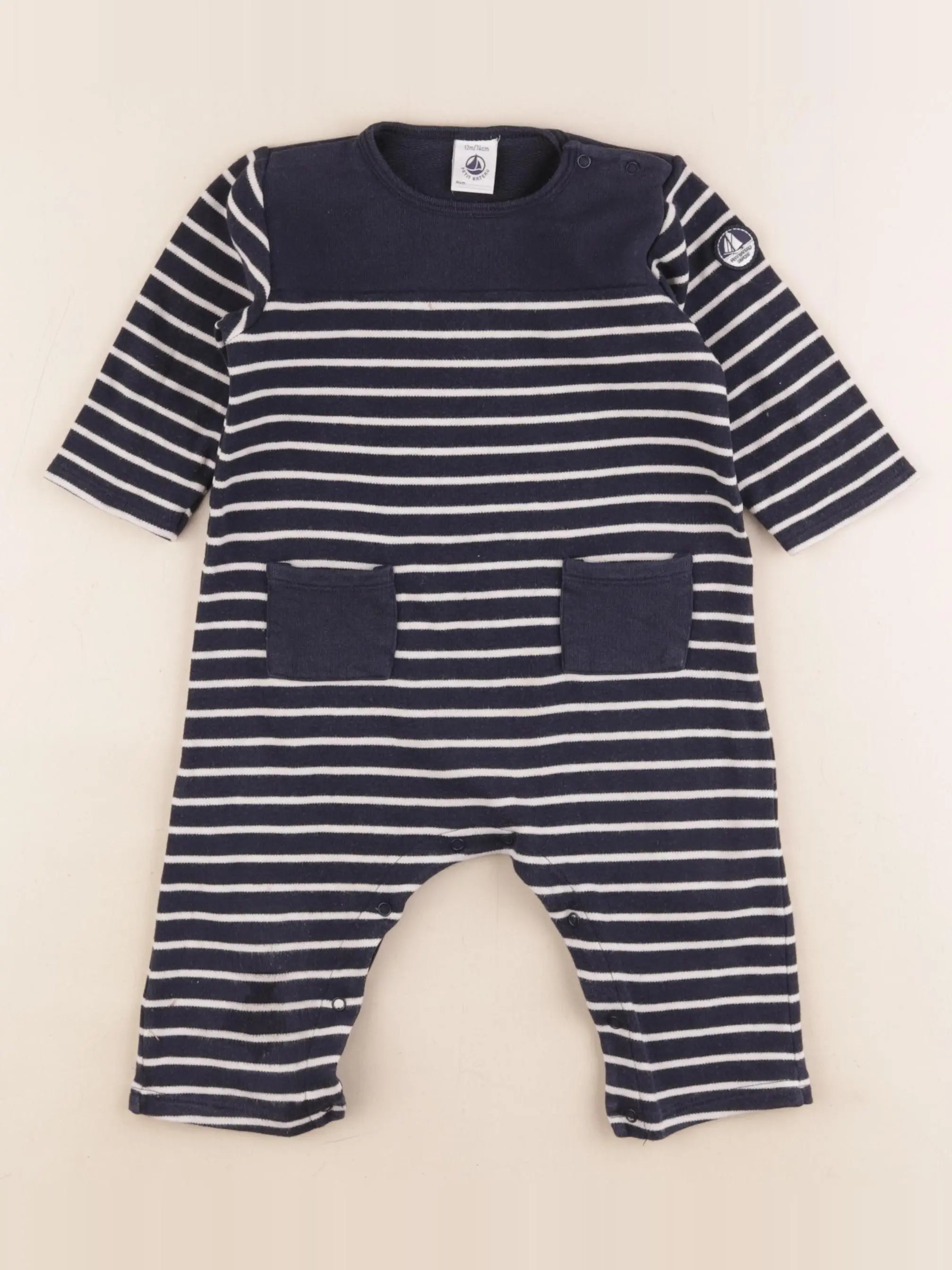 Petit Bateau - combinaison bleu - 12 mois