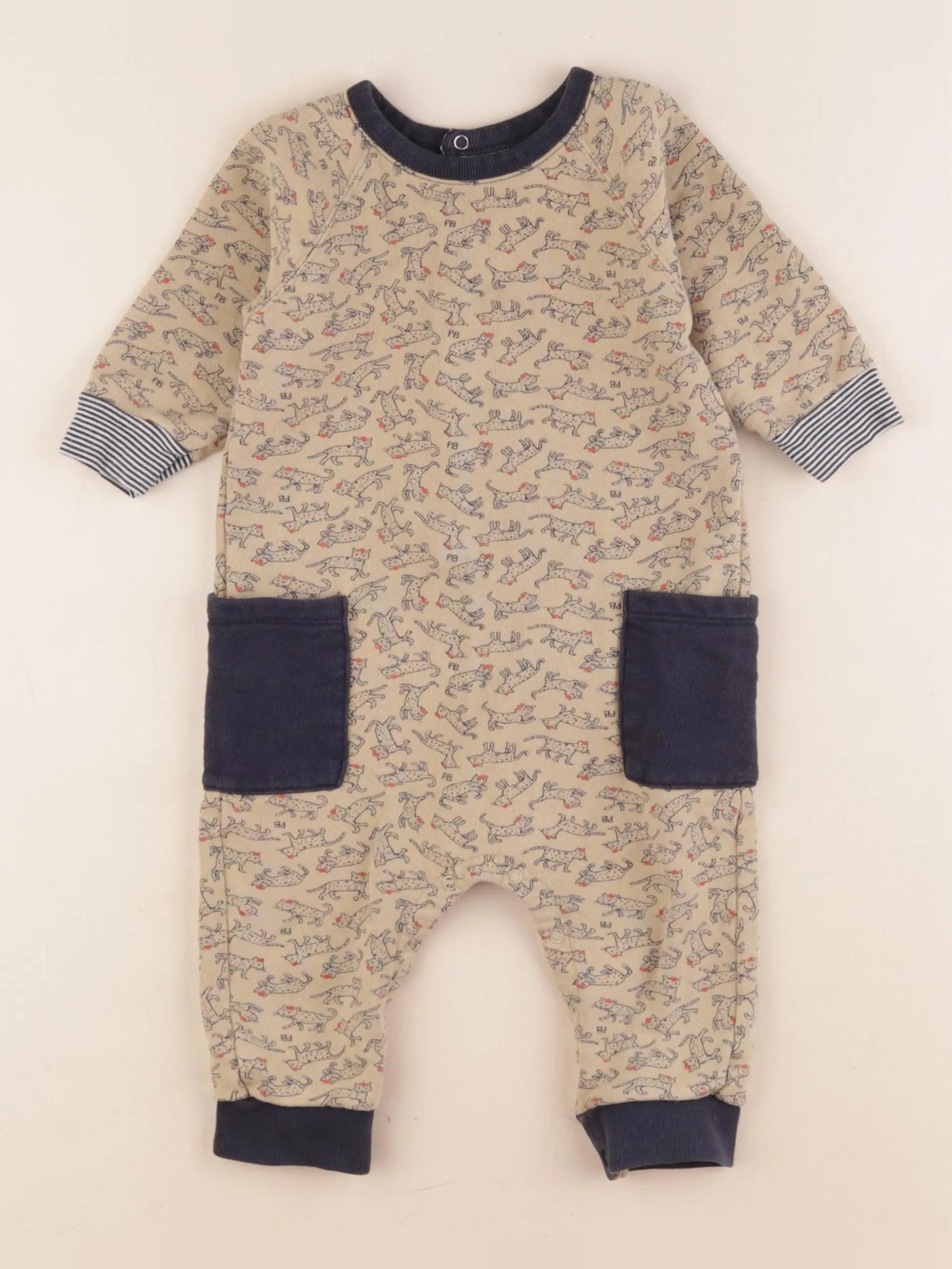 Petit Bateau - combinaison beige - 12 mois