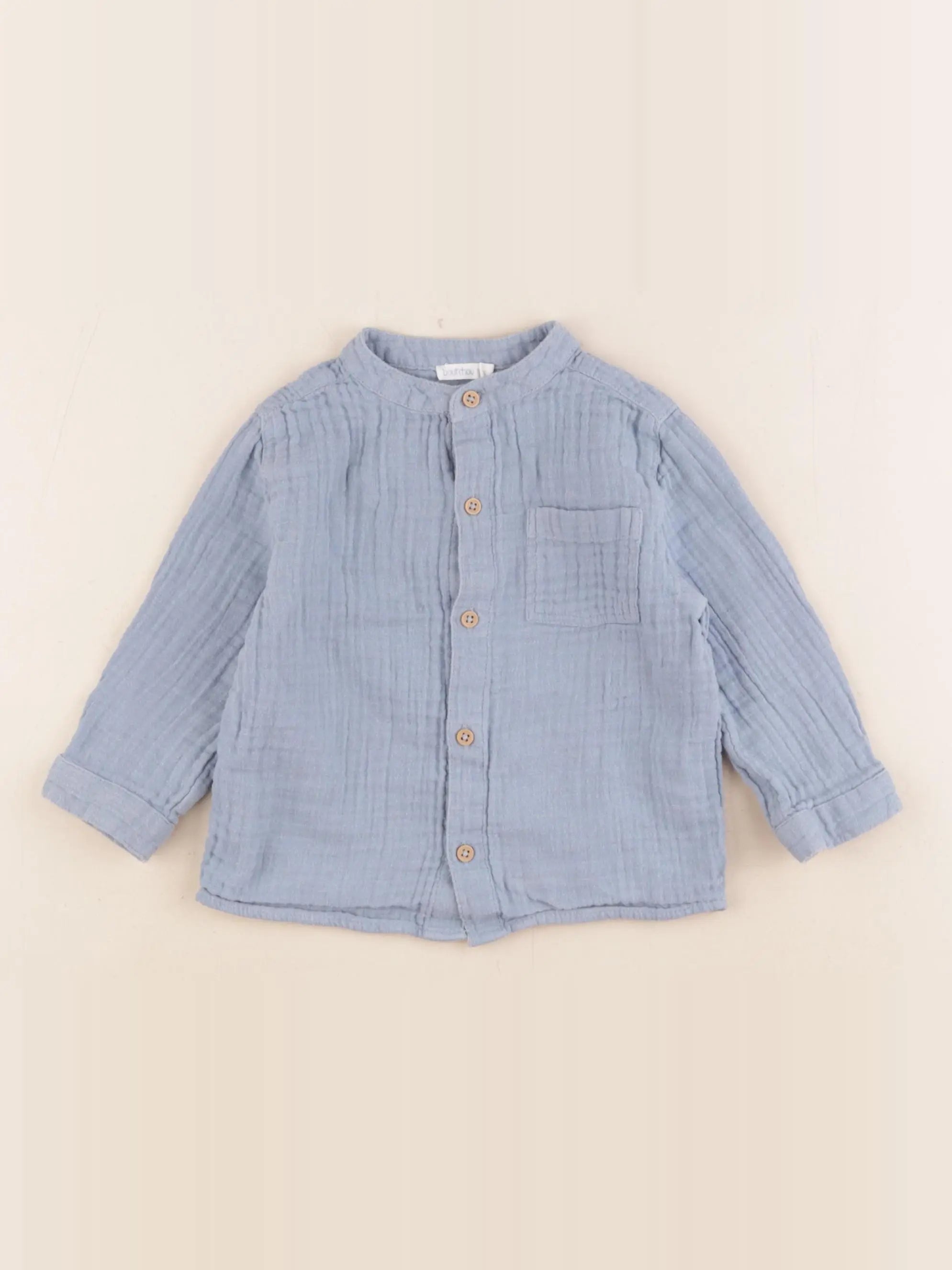 Boutchou - chemise bleu - 12 mois