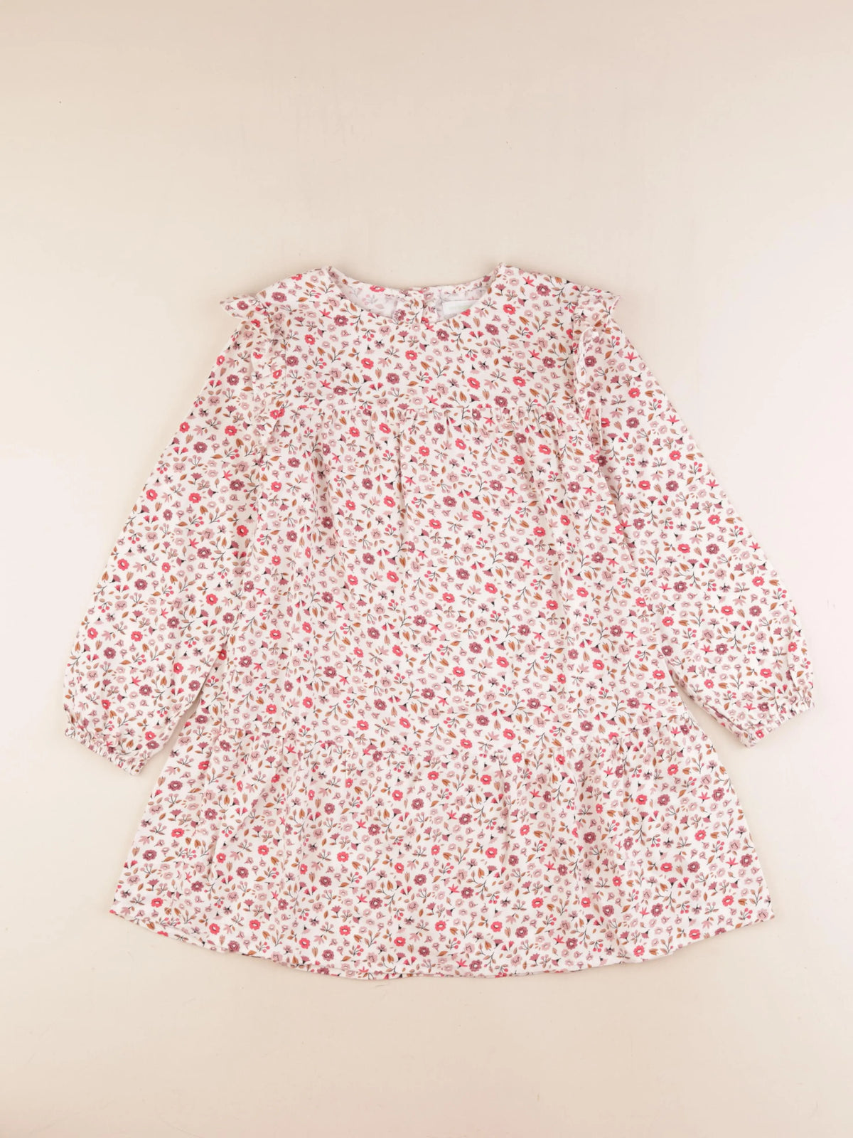 Vertbaudet - robe beige, multicolore - 8 ans