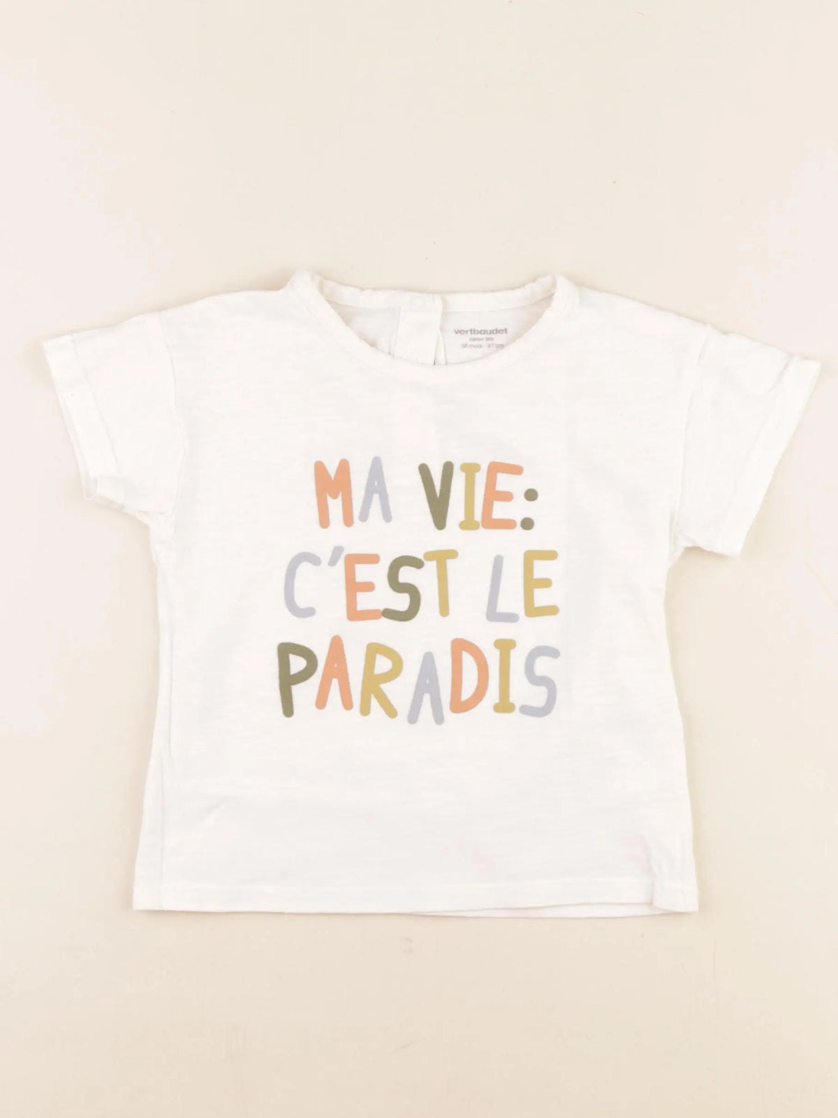 Vertbaudet - tee-shirt beige - 36 mois