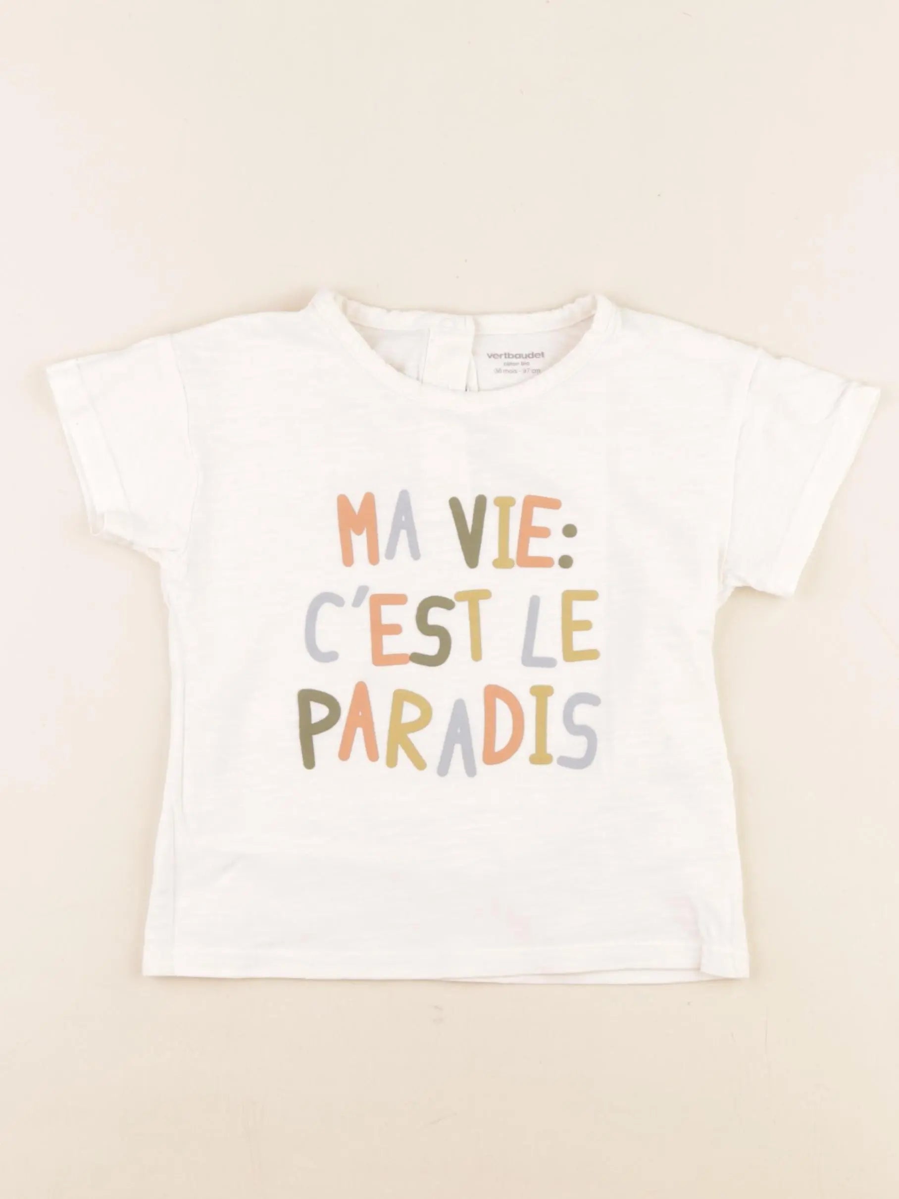 Vertbaudet - tee-shirt beige - 36 mois