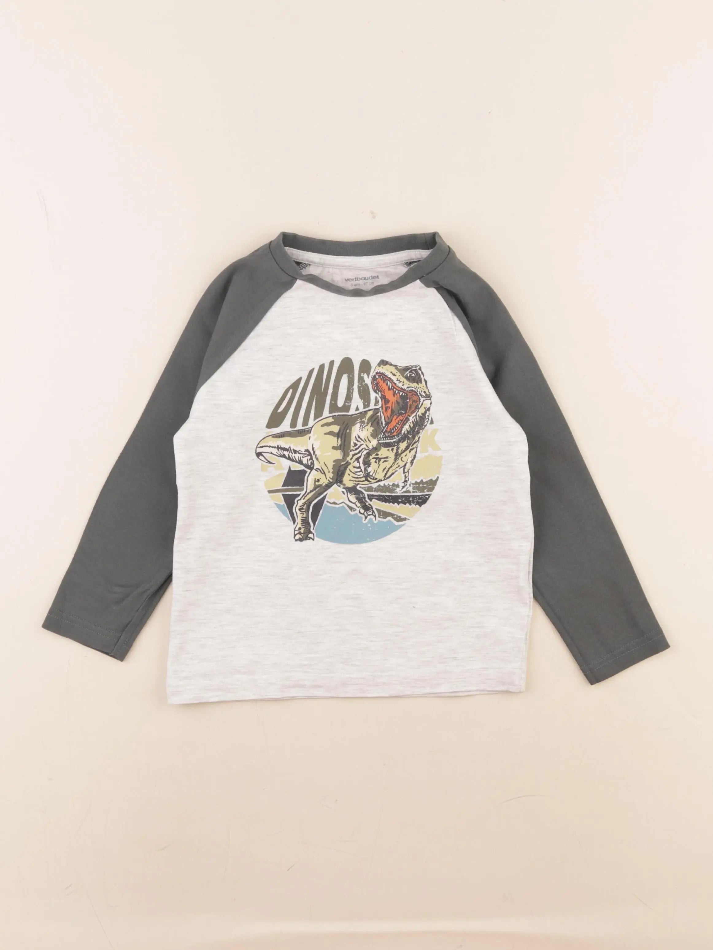 Vertbaudet - tee-shirt gris, vert - 3 ans