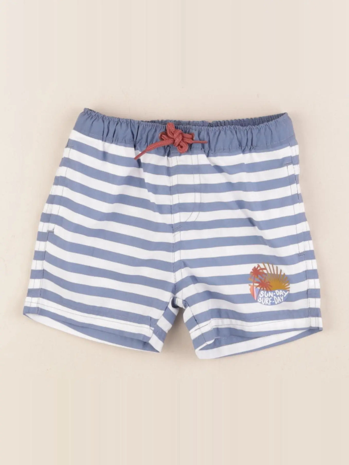 Vertbaudet - maillot de bain bleu, blanc - 12 mois