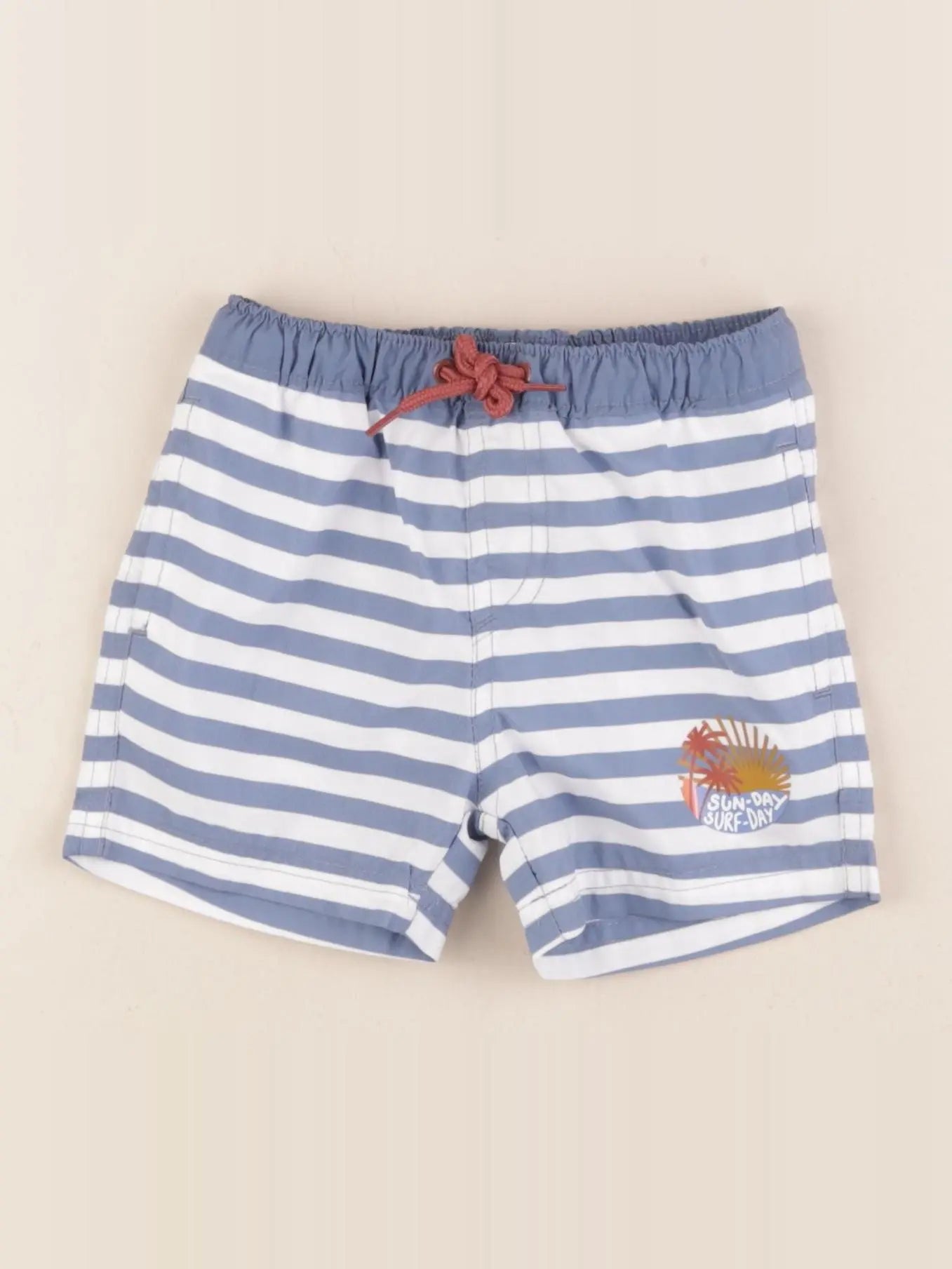Vertbaudet - maillot de bain bleu, blanc - 12 mois