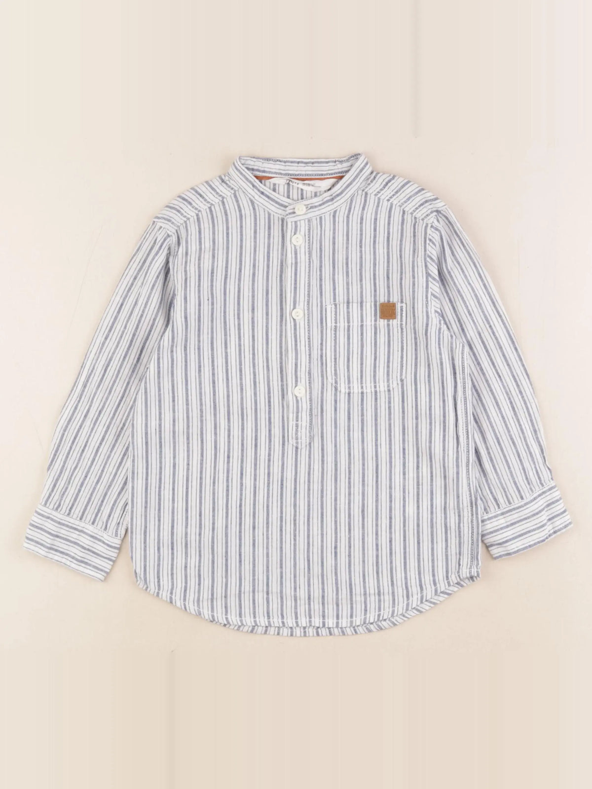 H&M - chemise bleu, blanc - 2/3 ans