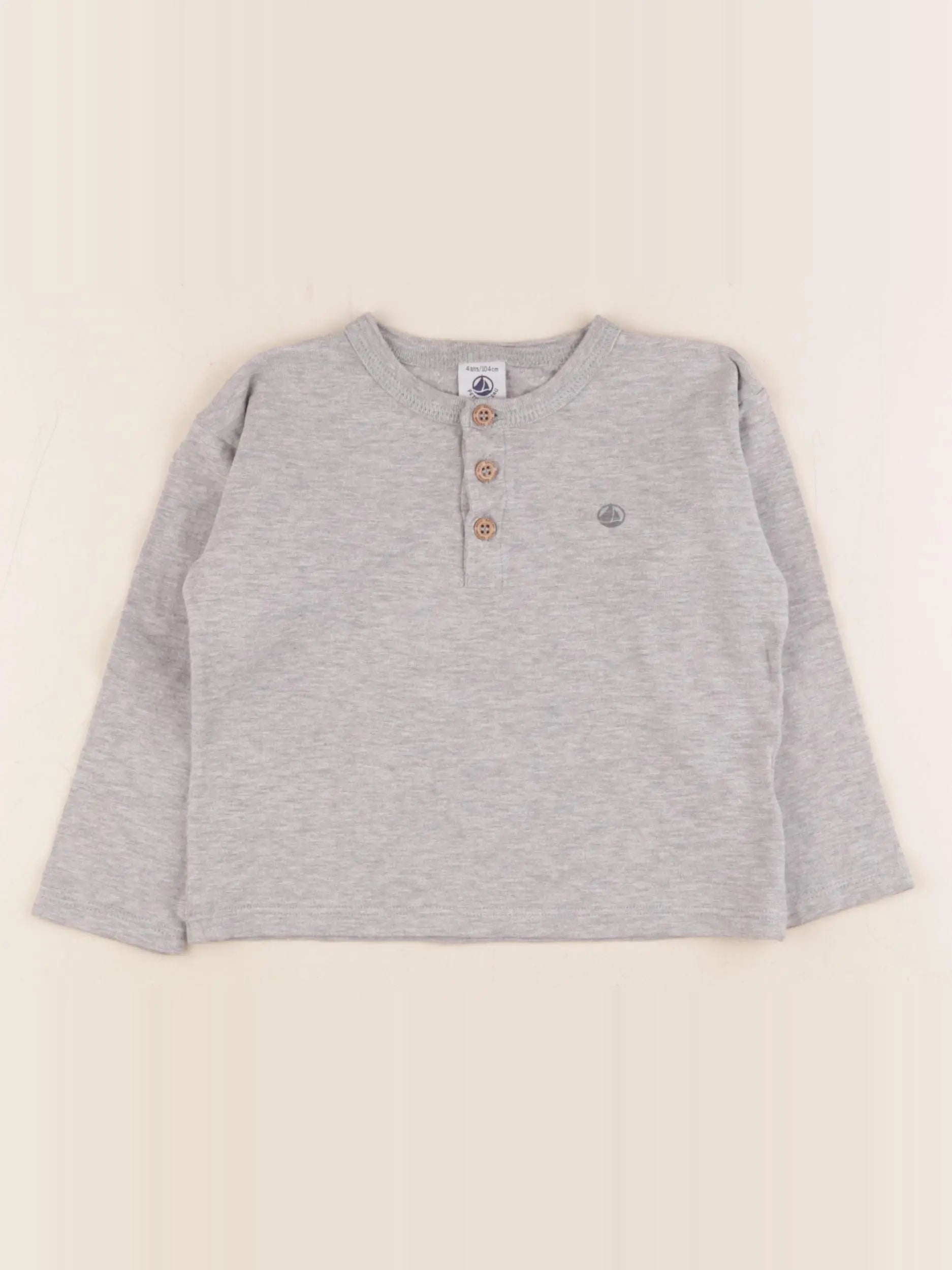 Petit Bateau - tee-shirt gris - 4 ans