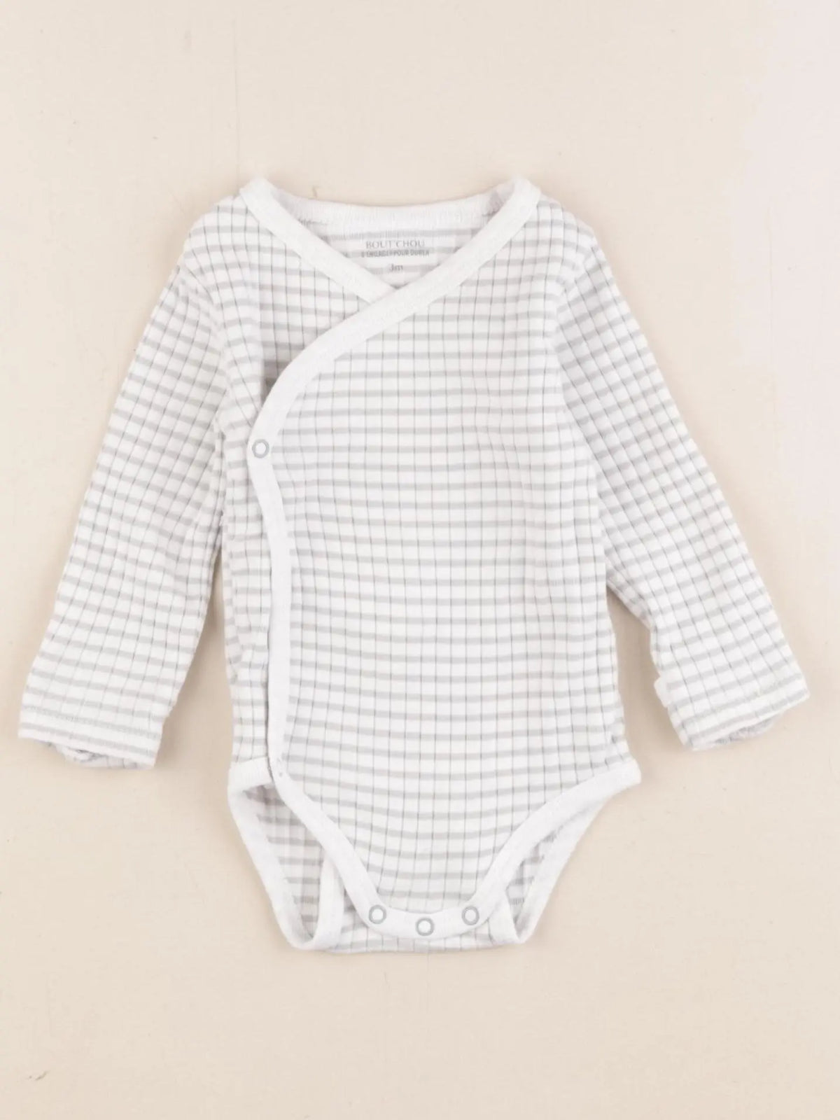 Boutchou - body blanc, gris - 3 mois