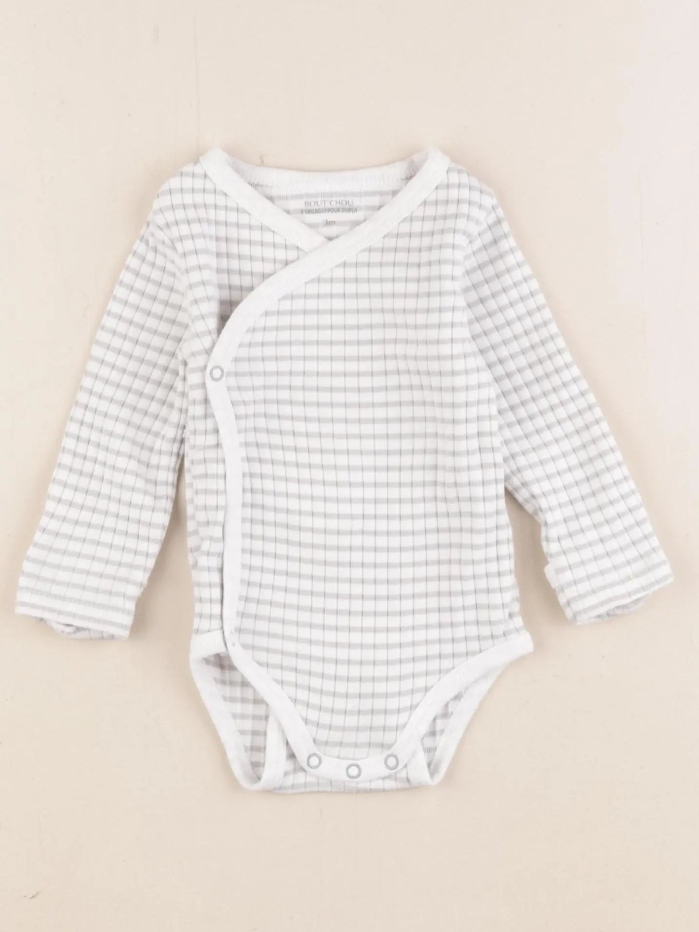 Boutchou - body blanc, gris - 3 mois