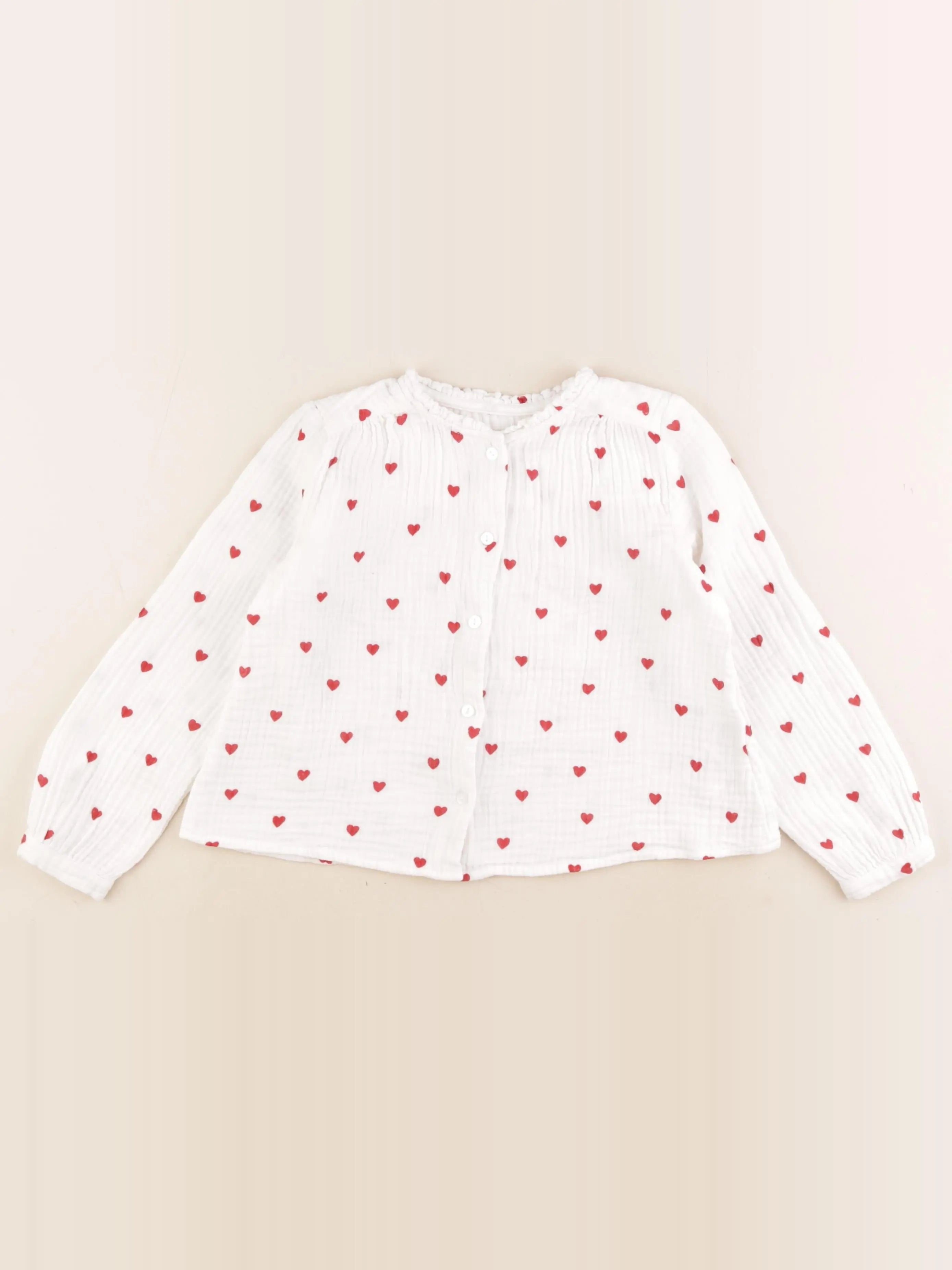 Vertbaudet - blouse blanc, rouge - 6 ans