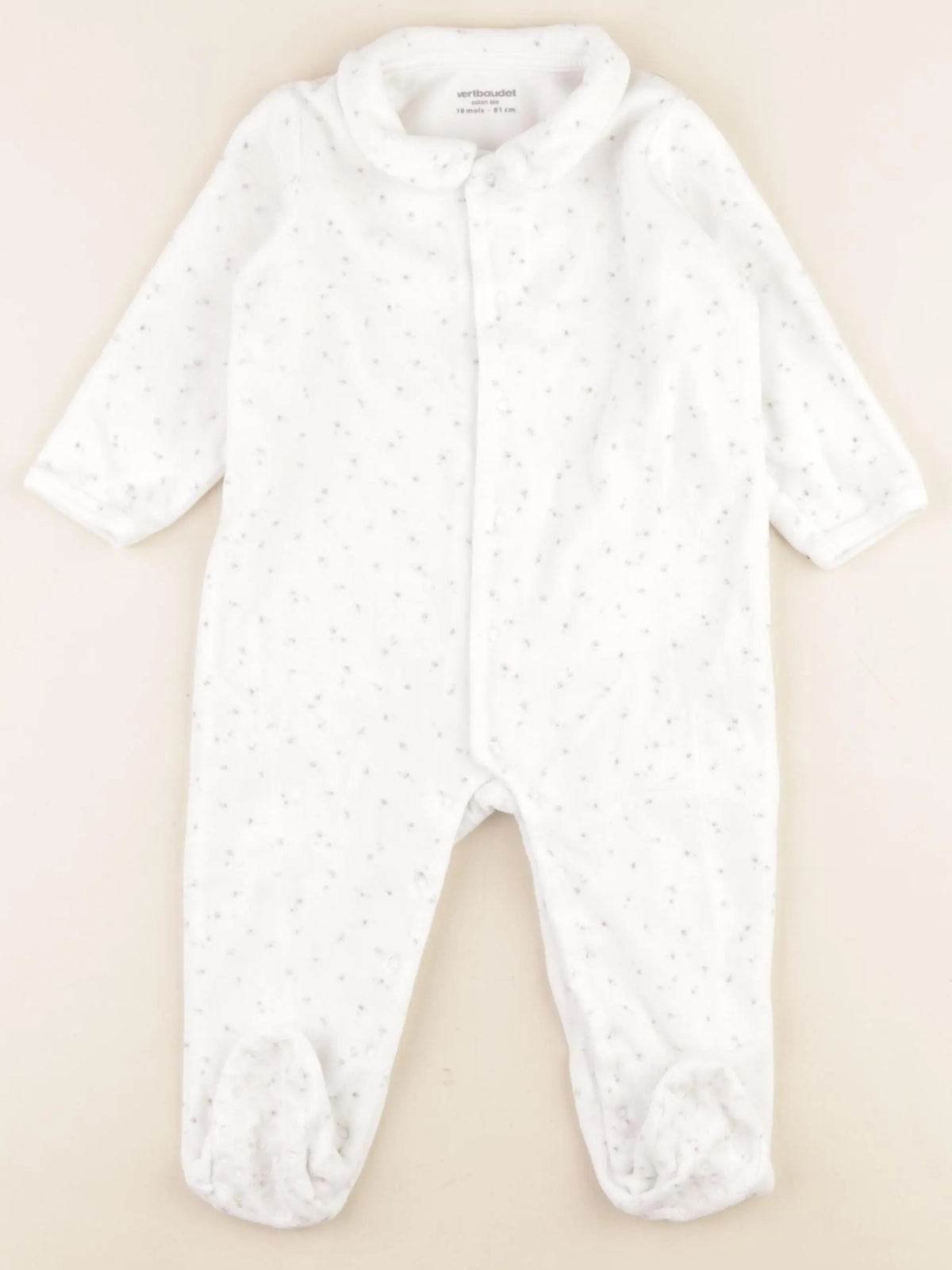 Vertbaudet - pyjama velours blanc - 18 mois