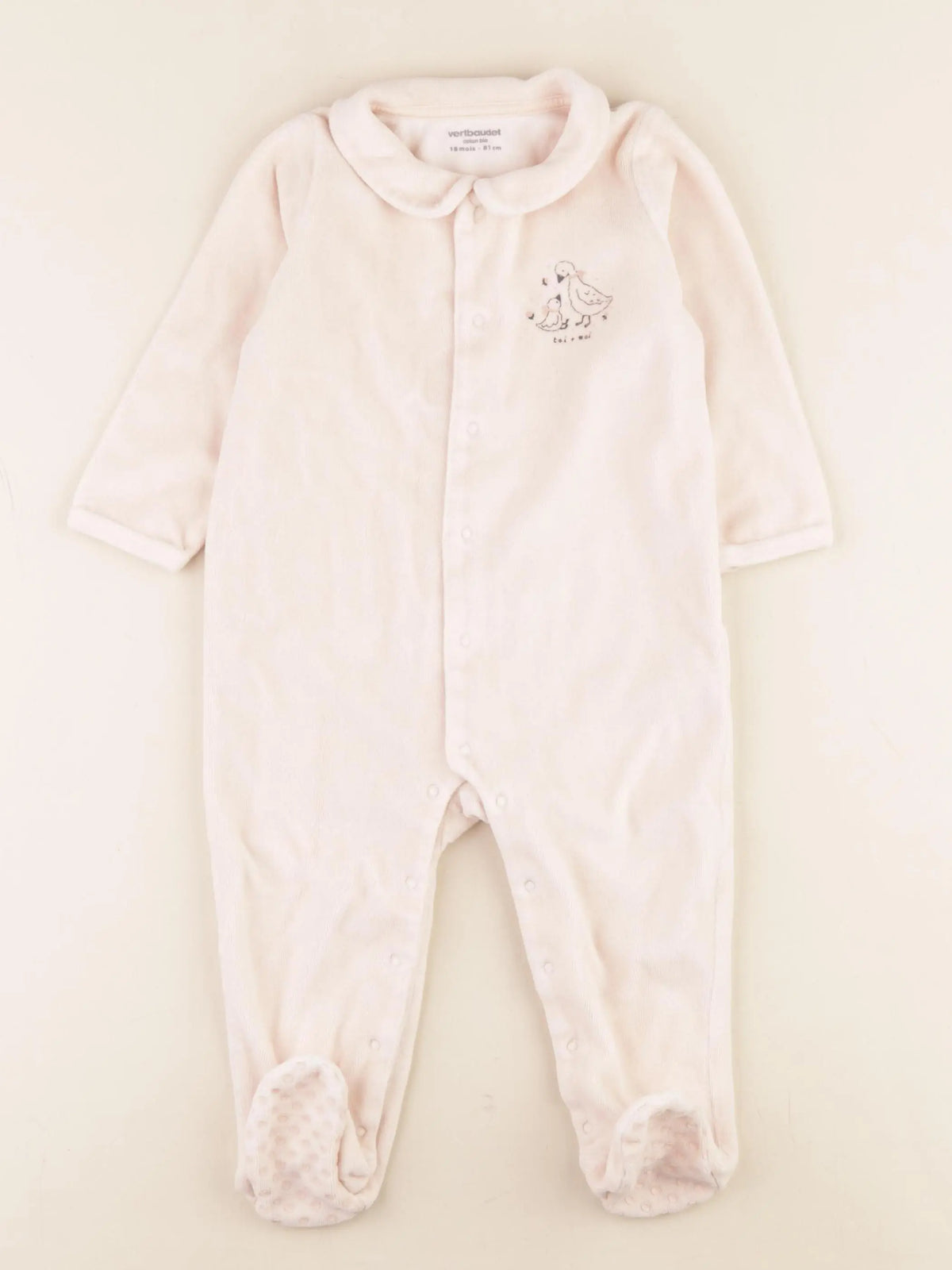 Vertbaudet - pyjama velours rose - 18 mois