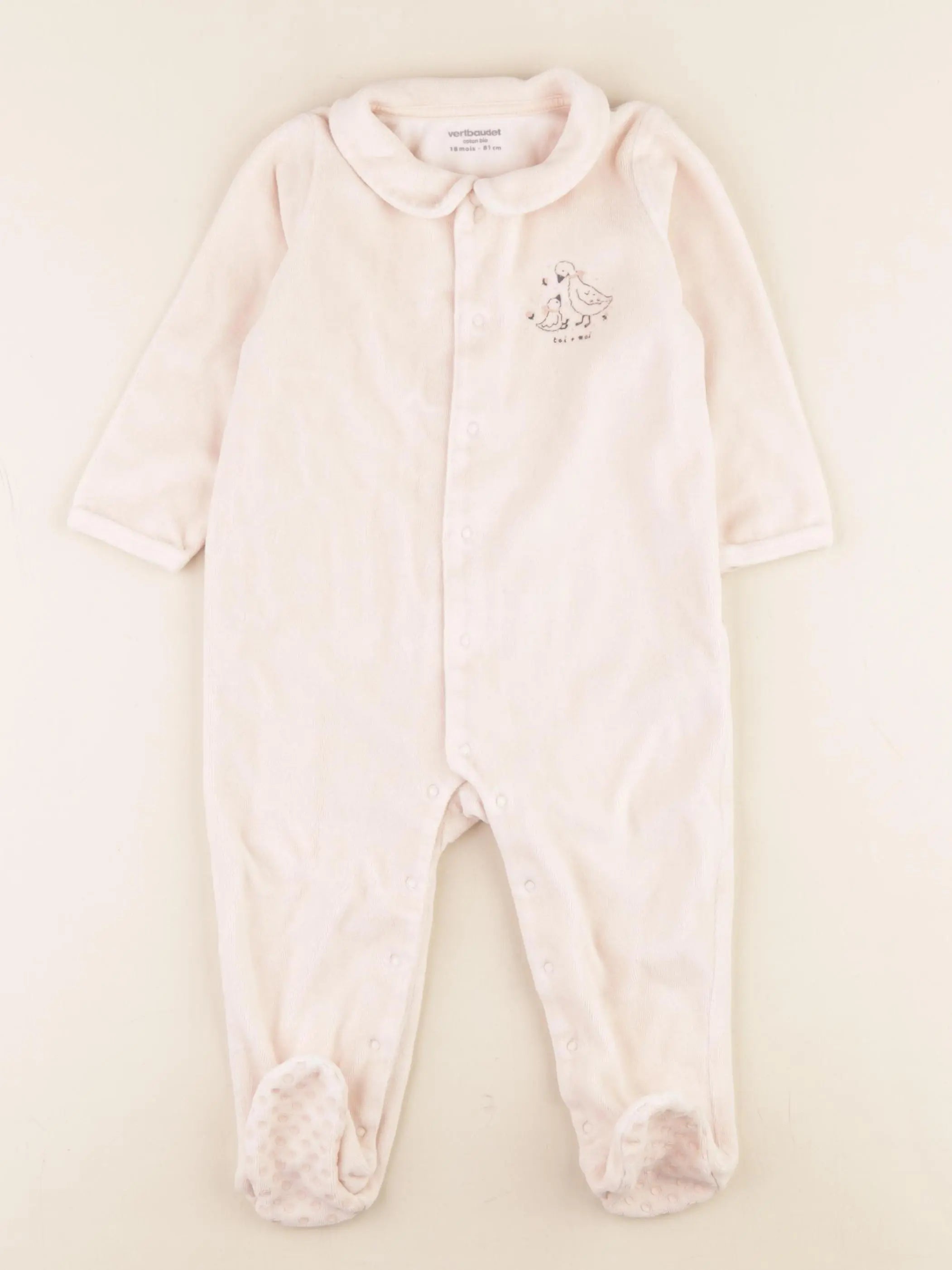 Vertbaudet - pyjama velours rose - 18 mois