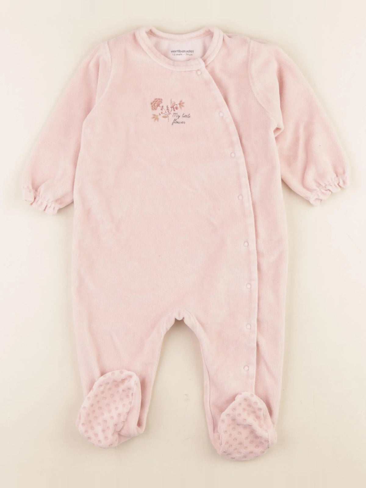 Vertbaudet - pyjama velours rose - 1 an