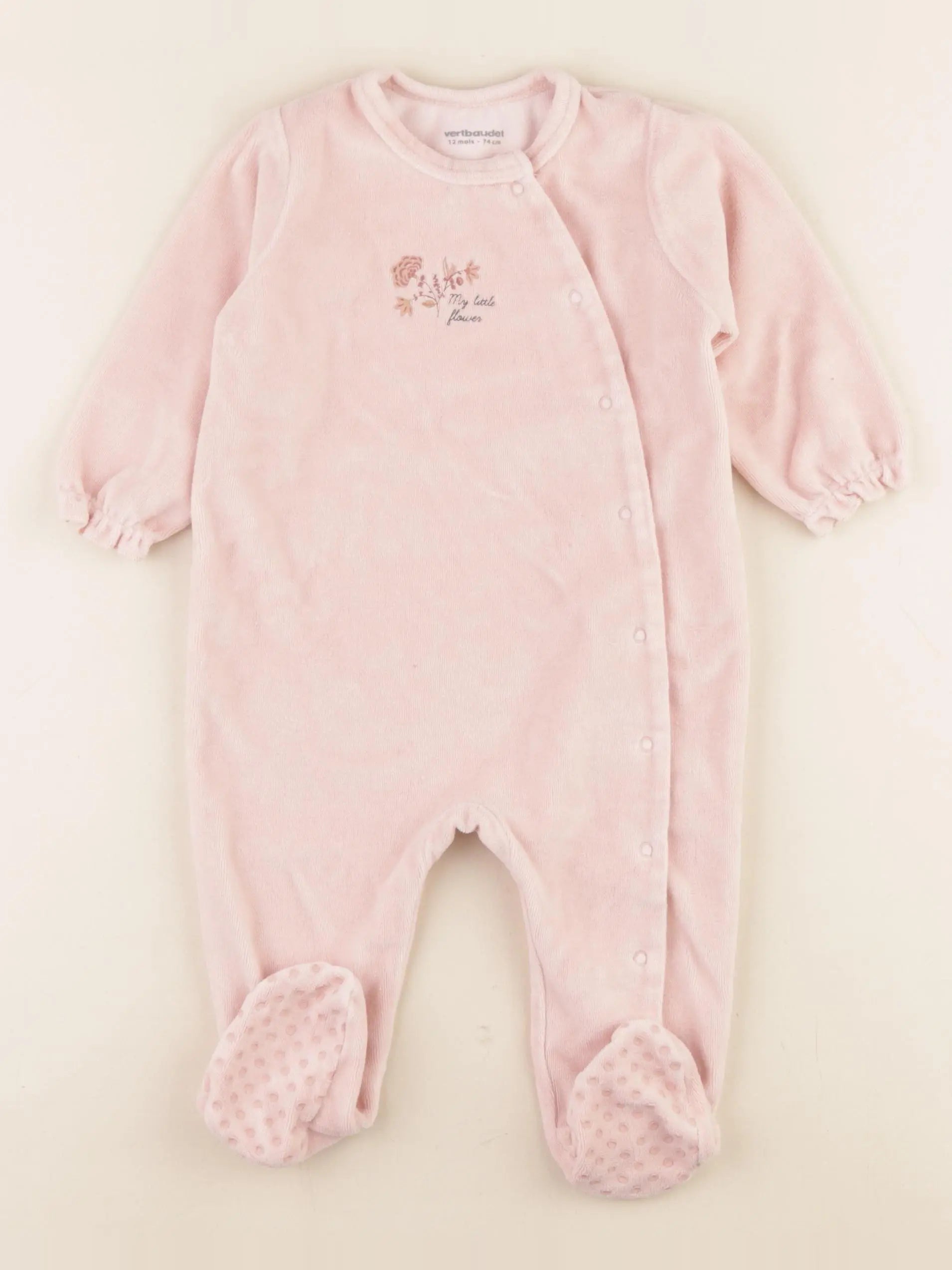 Vertbaudet - pyjama velours rose - 1 an