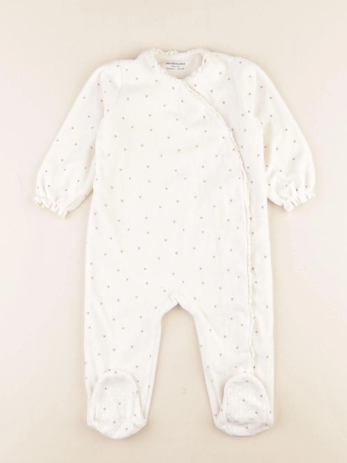 Vertbaudet - pyjama velours beige - 18 mois
