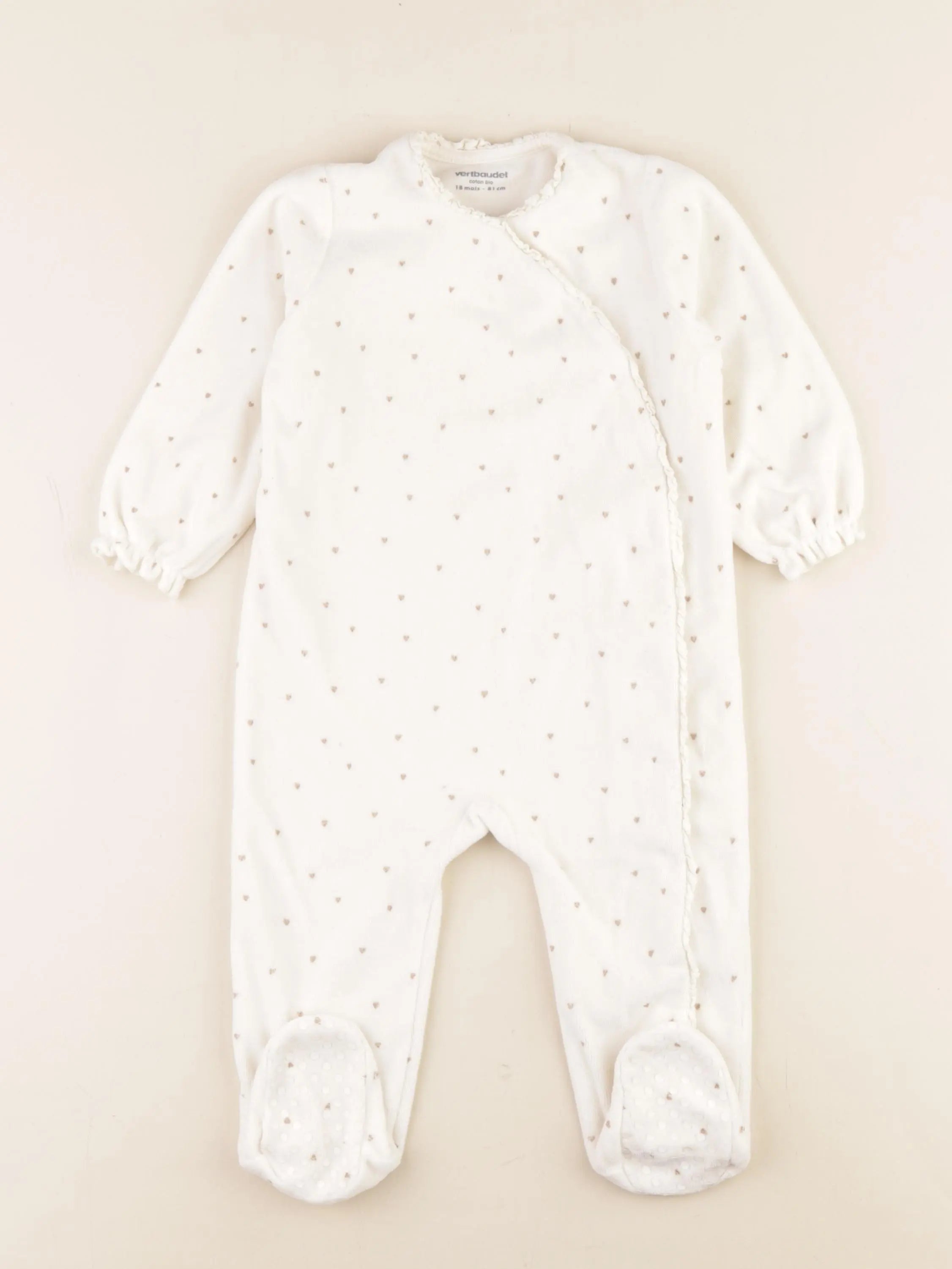 Vertbaudet - pyjama velours beige - 18 mois