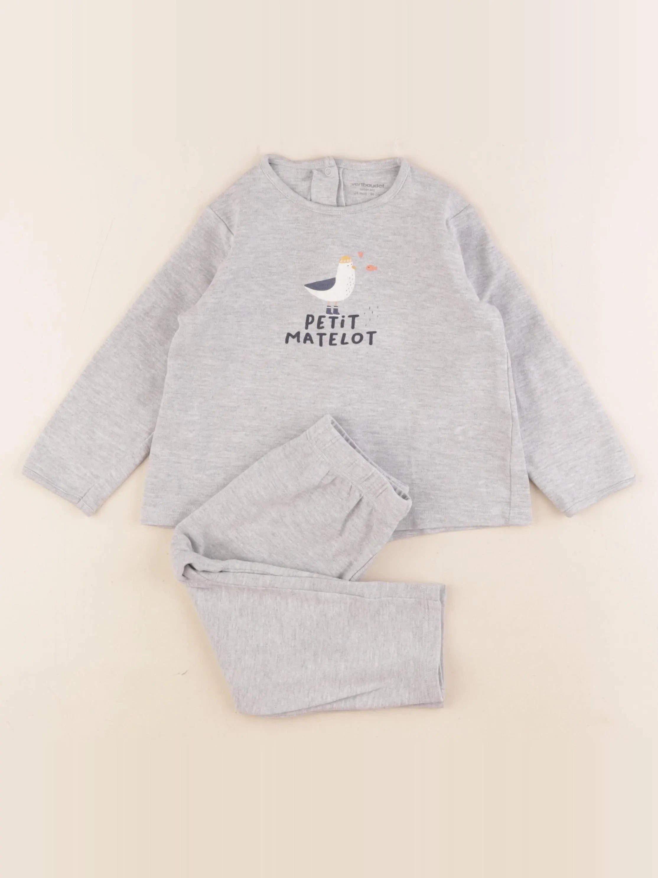 Vertbaudet - pyjama coton gris - 24 mois