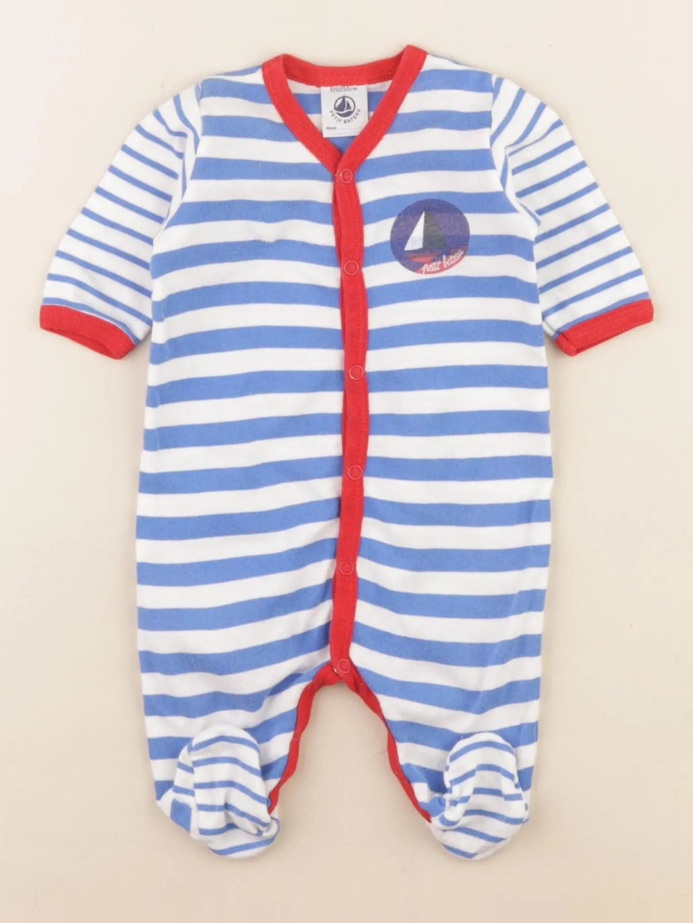 Petit Bateau - pyjama coton bleu - 0 mois