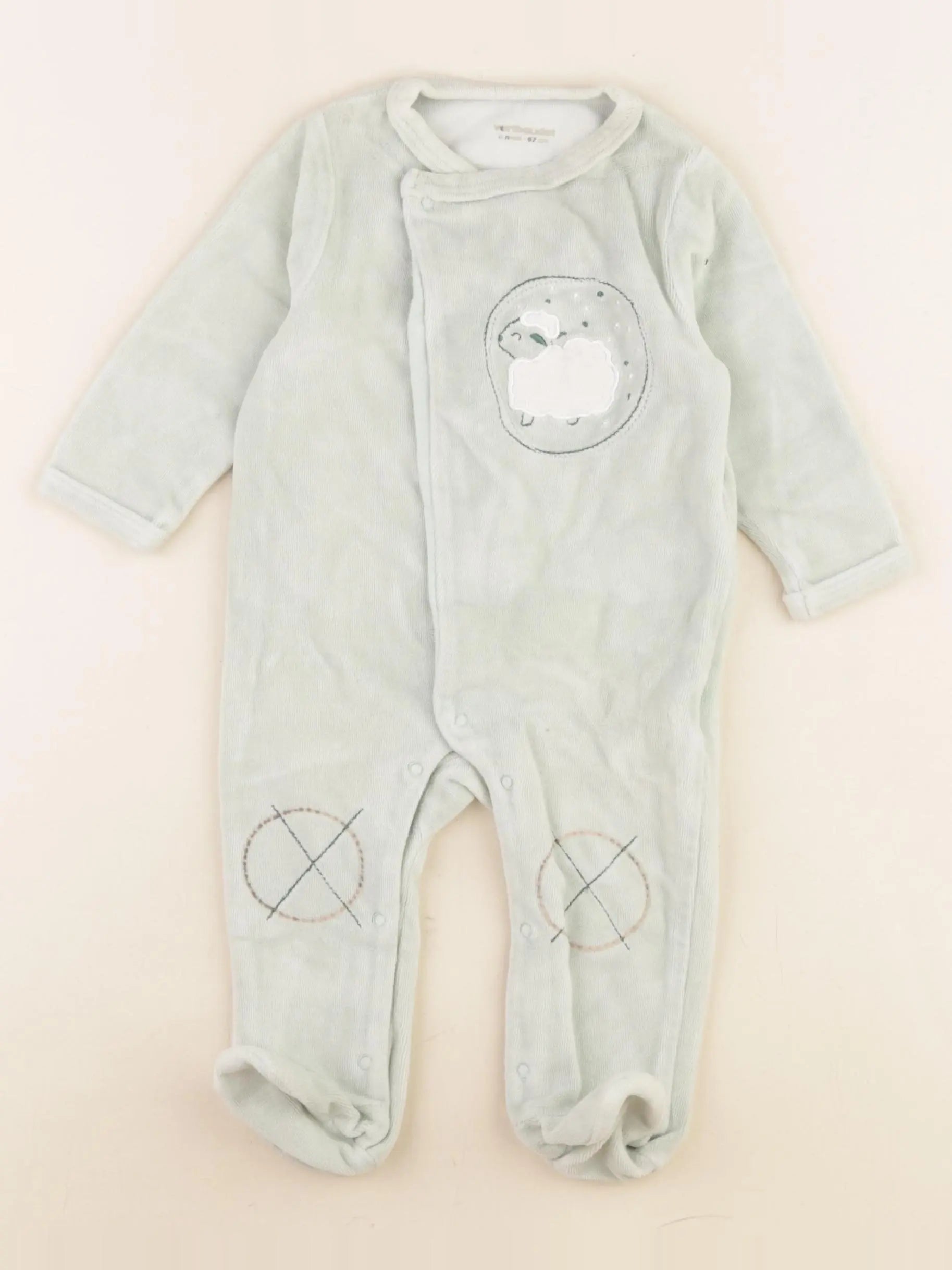Vertbaudet - pyjama velours vert - 6 mois