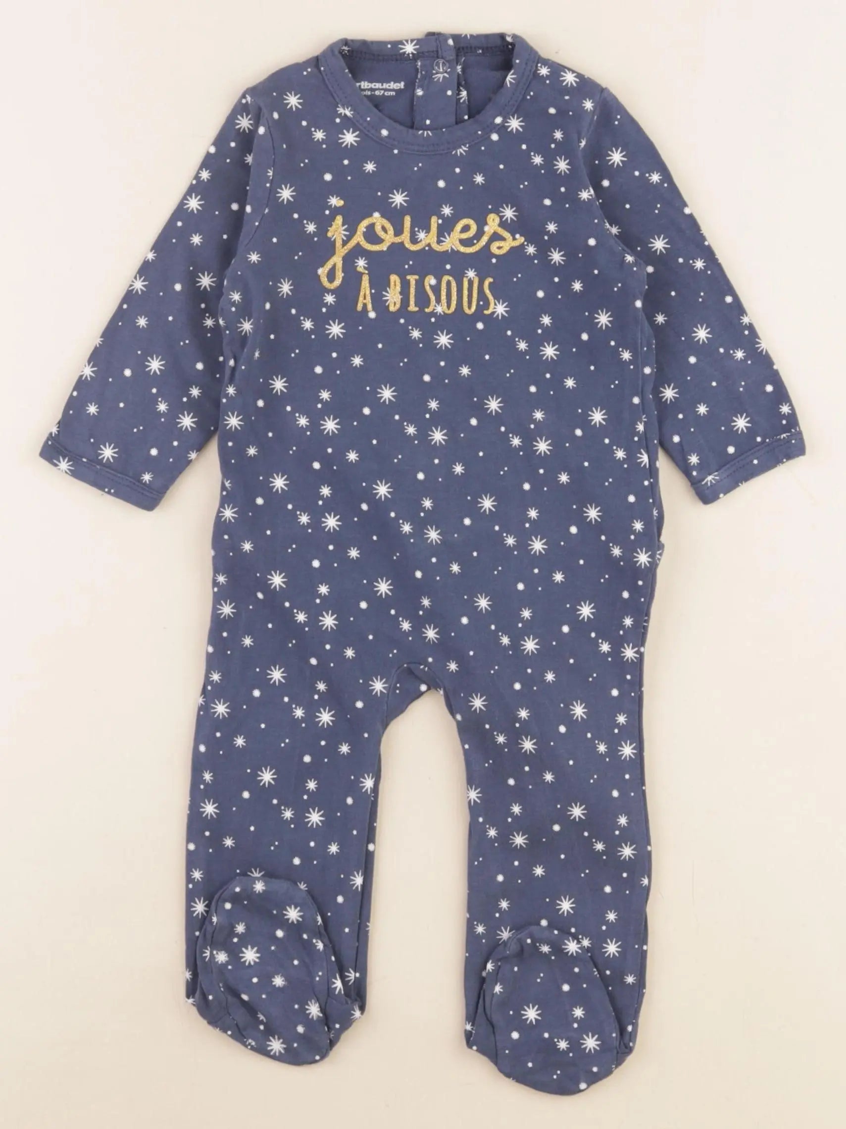 Vertbaudet - pyjama coton bleu - 6 mois