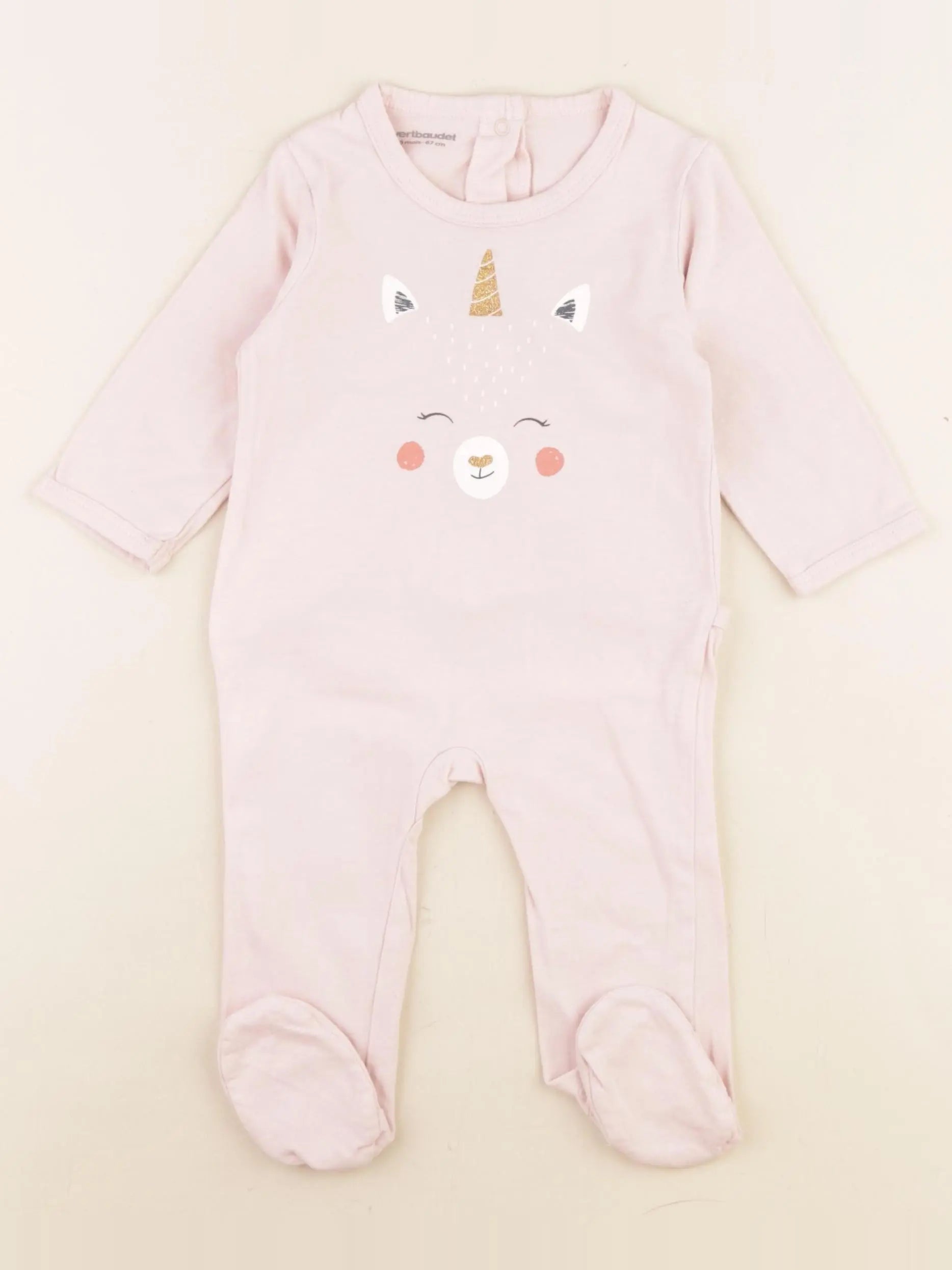 Vertbaudet - pyjama coton rose - 6 mois
