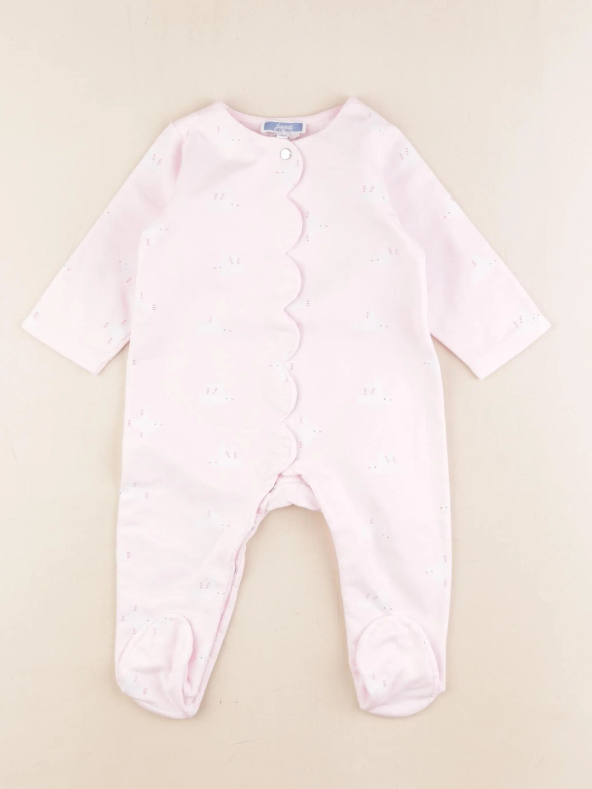 Jacadi - pyjama coton blanc, rose - 12 mois