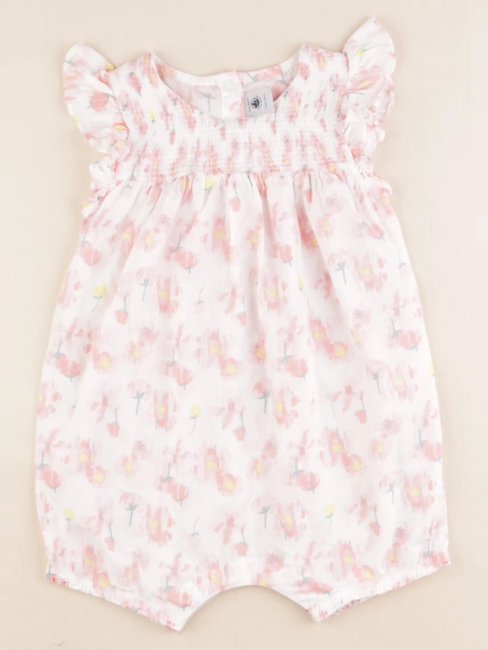 Petit Bateau - combinaison blanc, rose - 24 mois