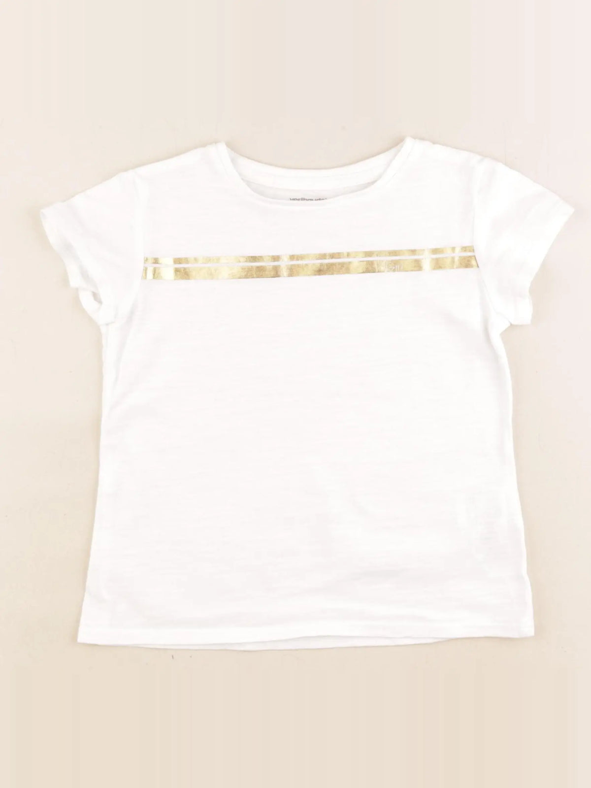 Vertbaudet - tee-shirt blanc, or - 5 ans