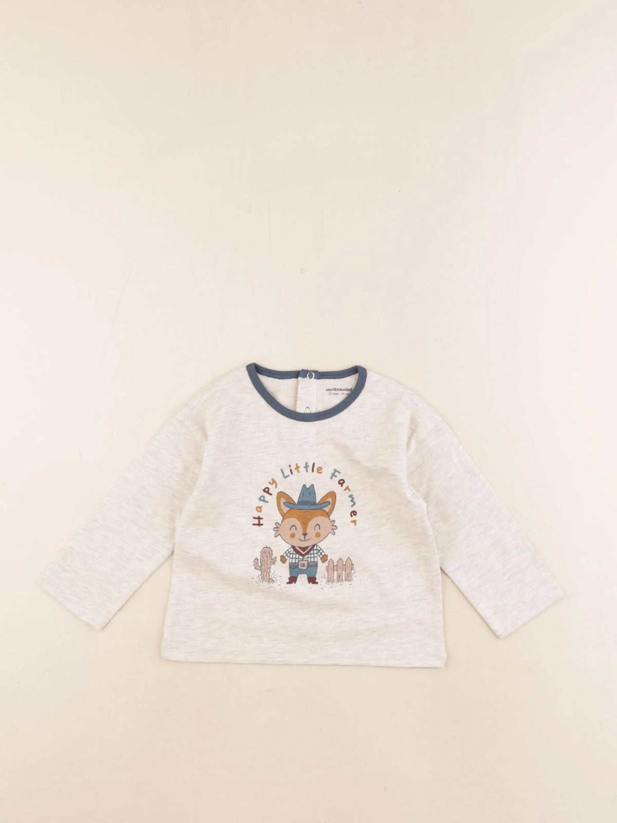 Vertbaudet - tee-shirt beige - 12 mois