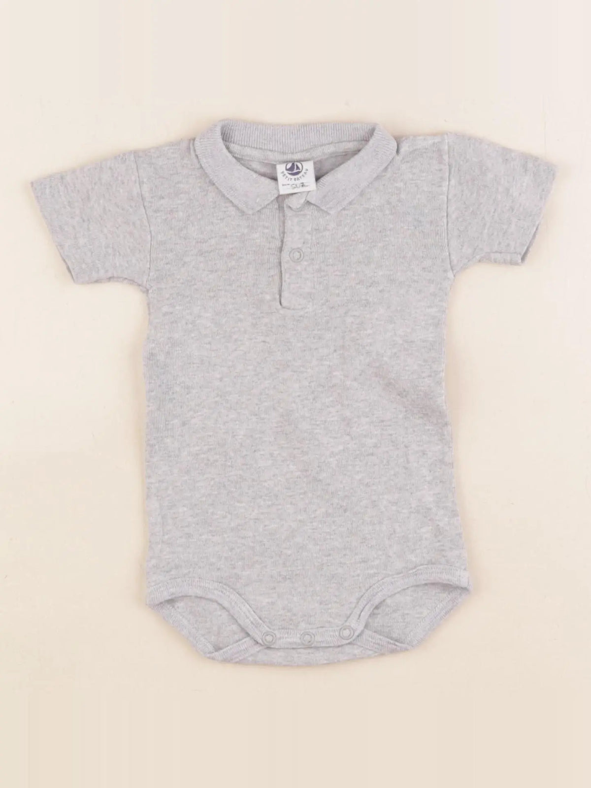 Petit Bateau - body à col gris - 3 mois
