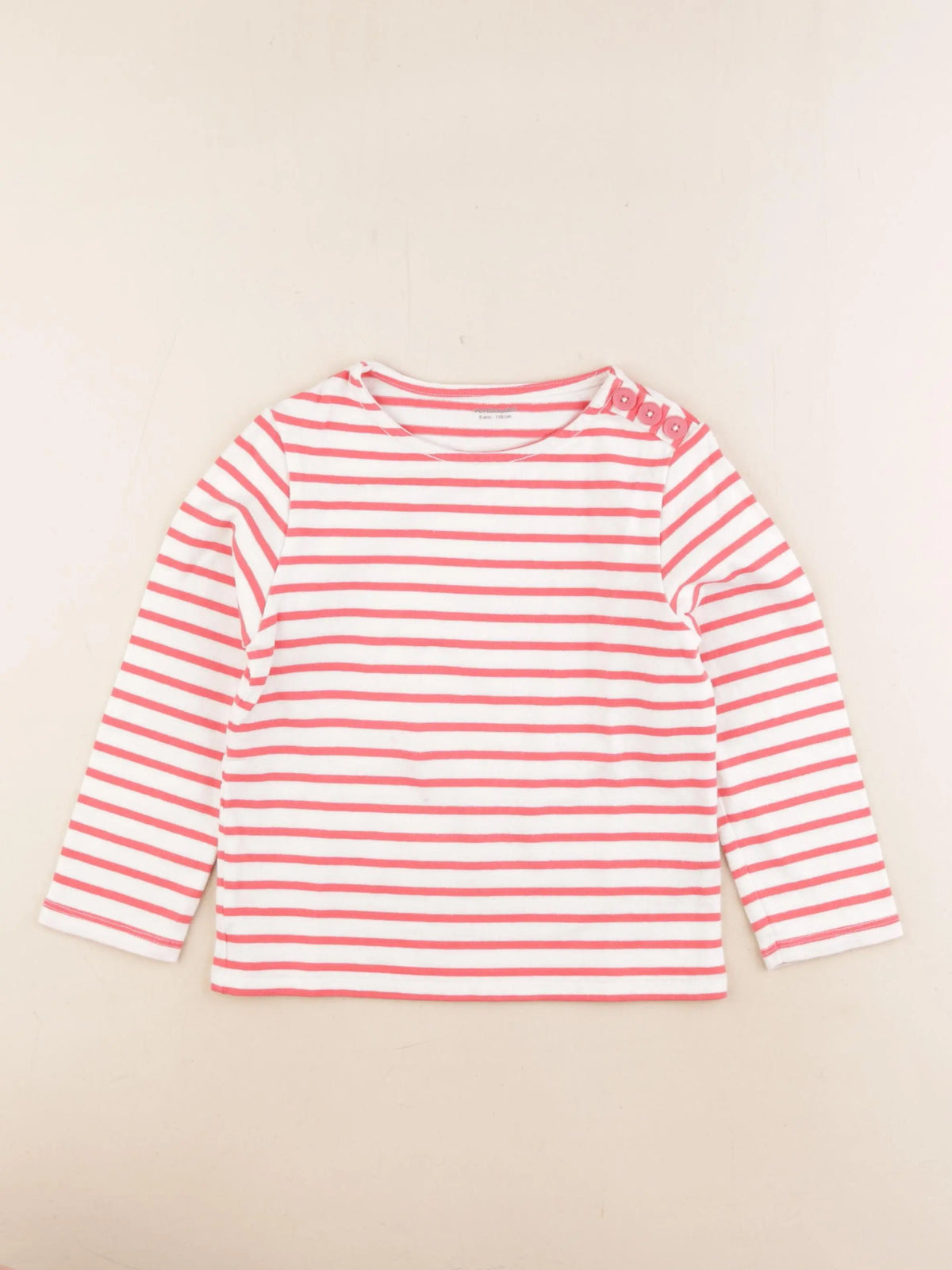 Vertbaudet - tee-shirt blanc, rose - 6 ans