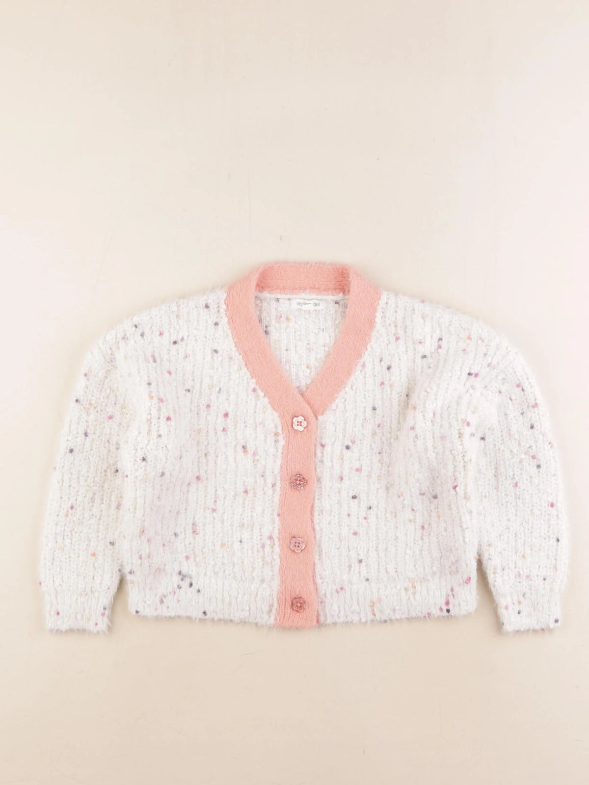 Vertbaudet - gilet blanc, rose - 6 ans
