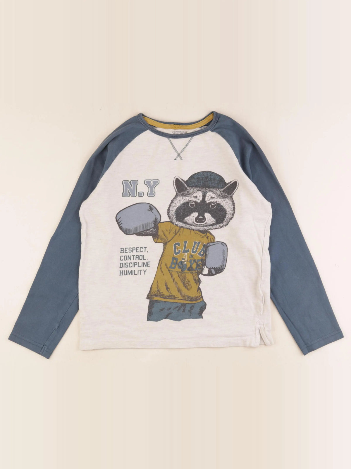 Vertbaudet - tee-shirt blanc, bleu - 10 ans