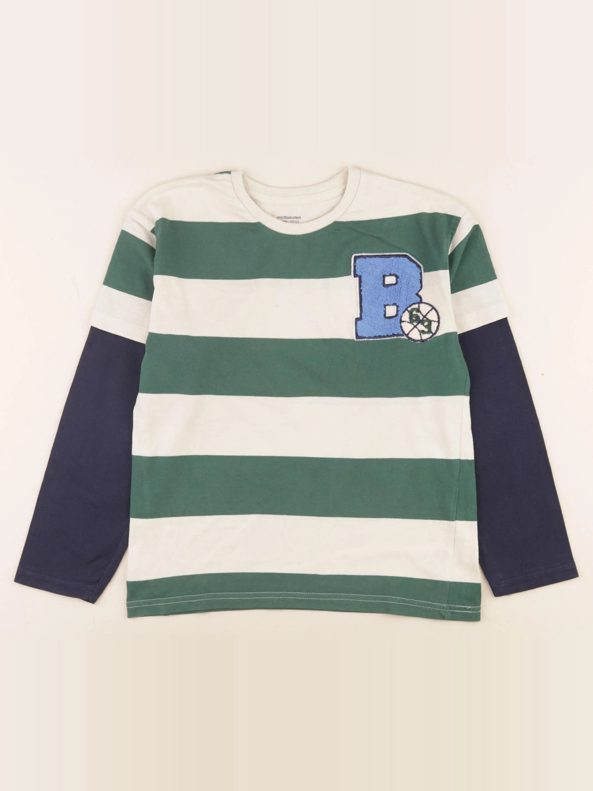 Vertbaudet - tee-shirt beige, vert - 10 ans
