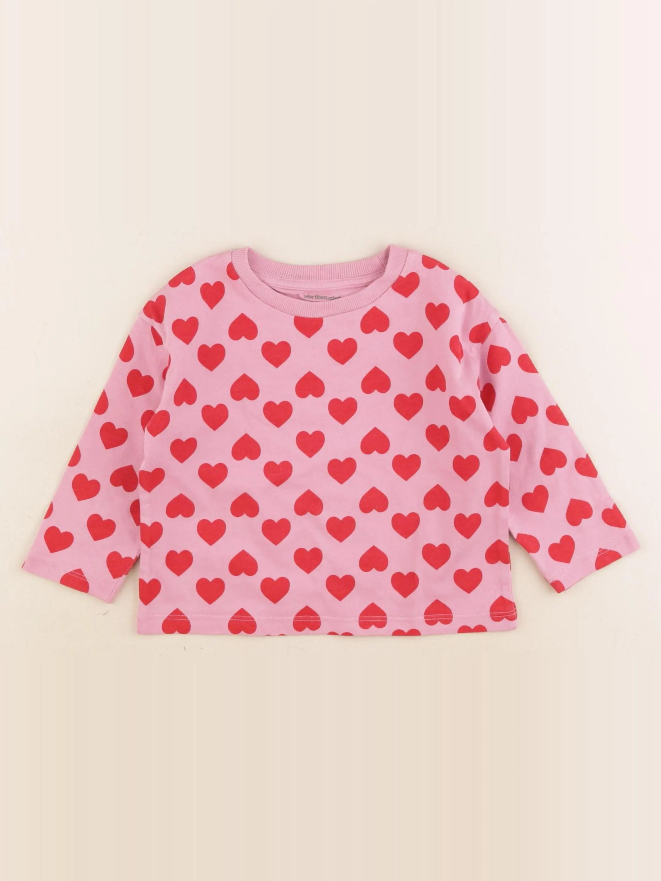 Vertbaudet - tee-shirt rose, rouge - 2 ans