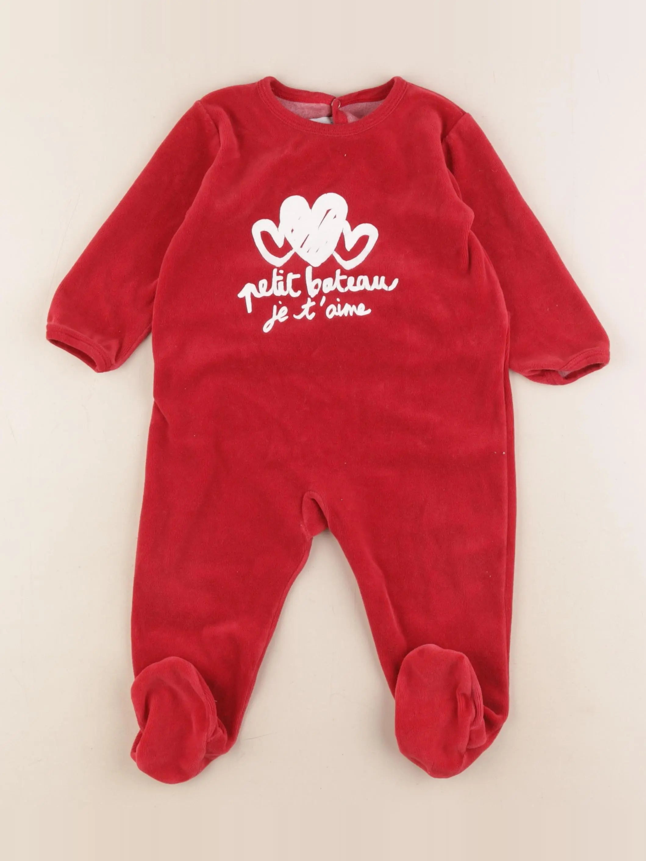 Petit Bateau - pyjama velours rouge - 18 mois