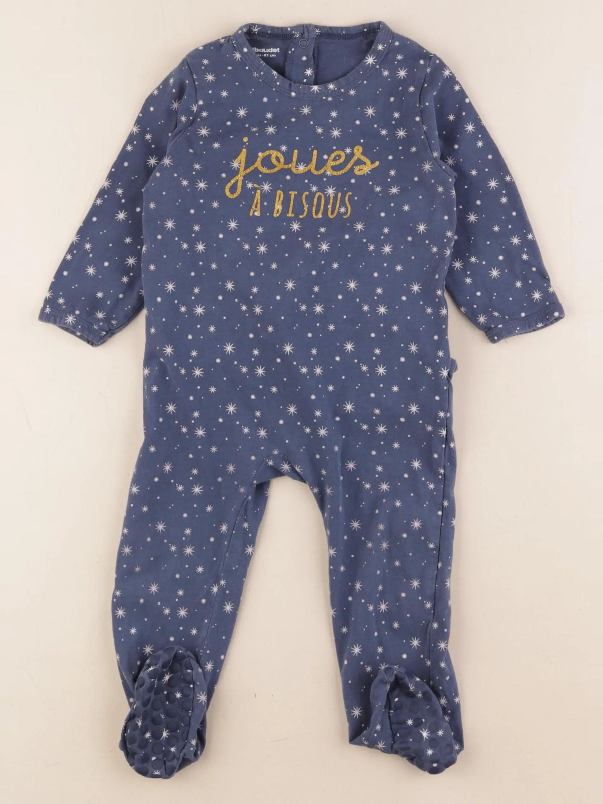 Vertbaudet - pyjama coton bleu, or - 18 mois