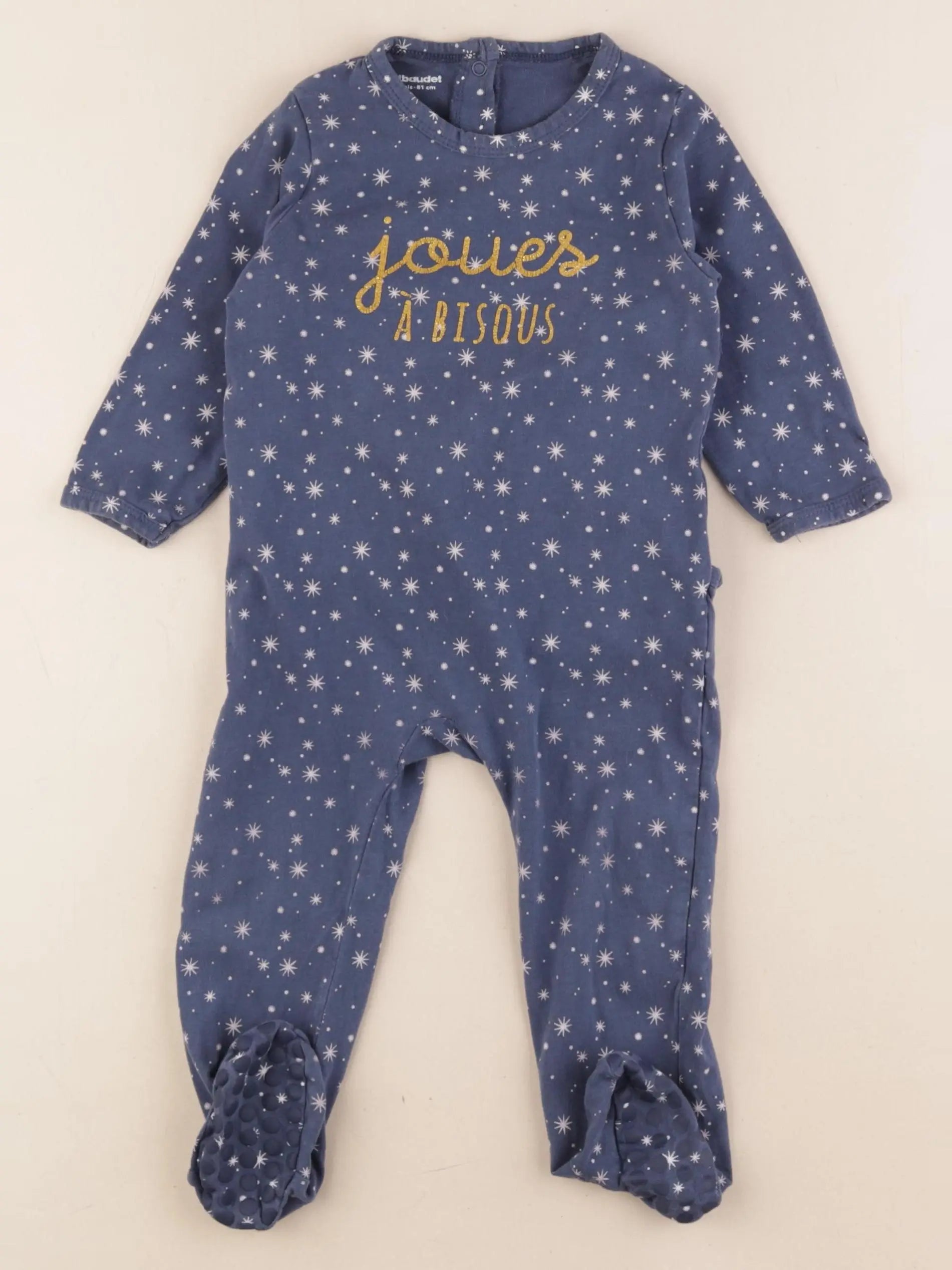 Vertbaudet - pyjama coton bleu, or - 18 mois
