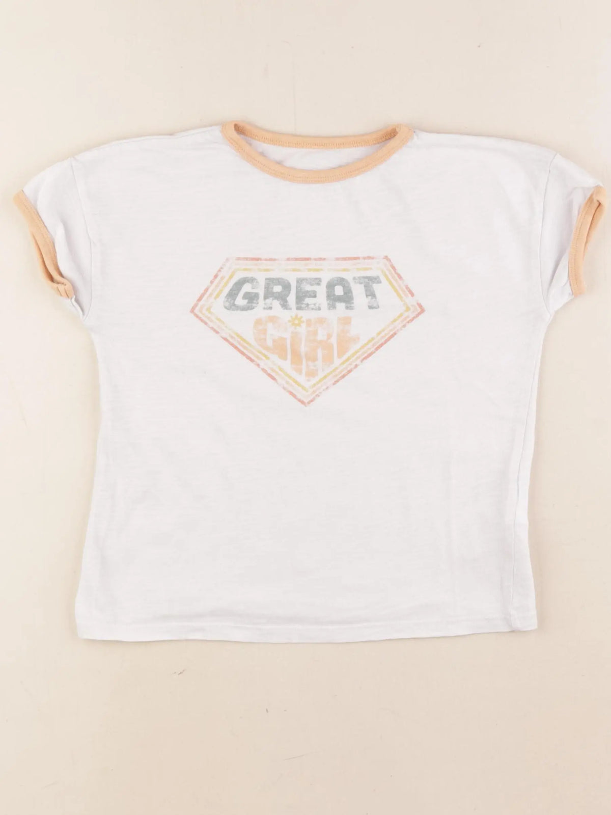 Vertbaudet - tee-shirt orange, blanc - 5 ans